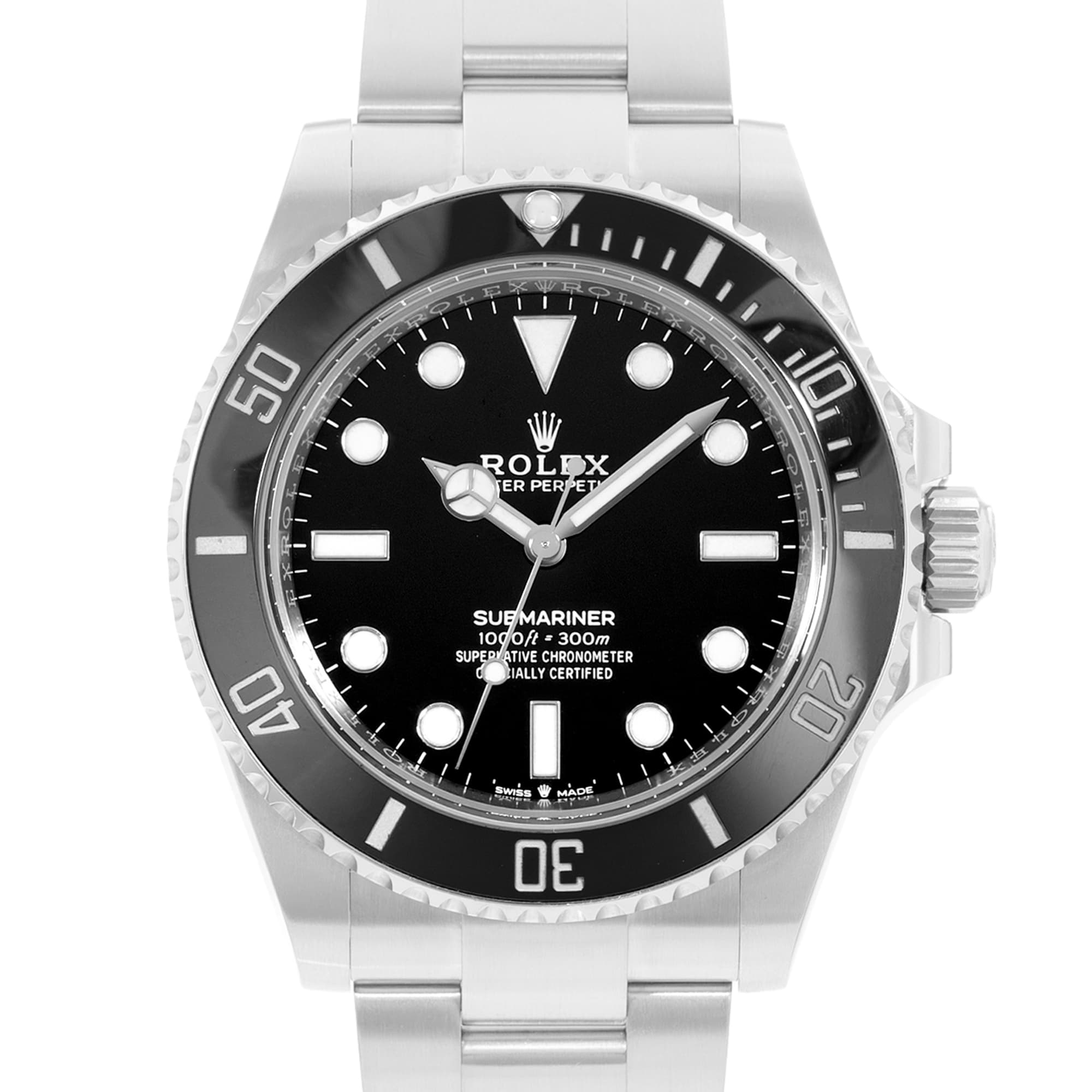 Rolex Submariner No Date 124060 Black Ceramic Steel Oyster Mens Watch Card