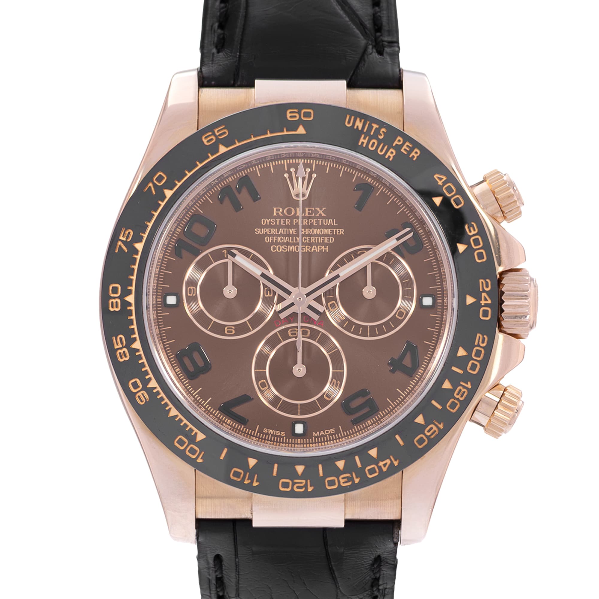 Rolex Daytona 116515 Chocolate Chronograph 18k Rose Gold Box Papers 2010