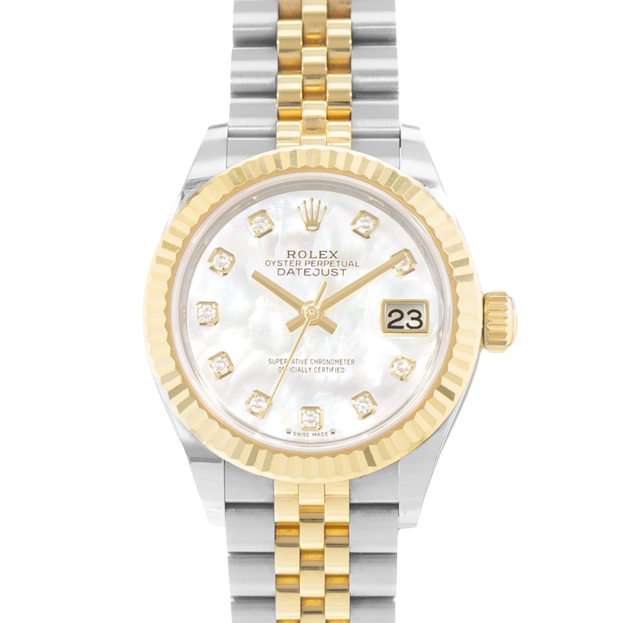 Rolex Datejust 28 279173 MOP Diamonds Dial Steel Yellow Gold Ladies Watch Card