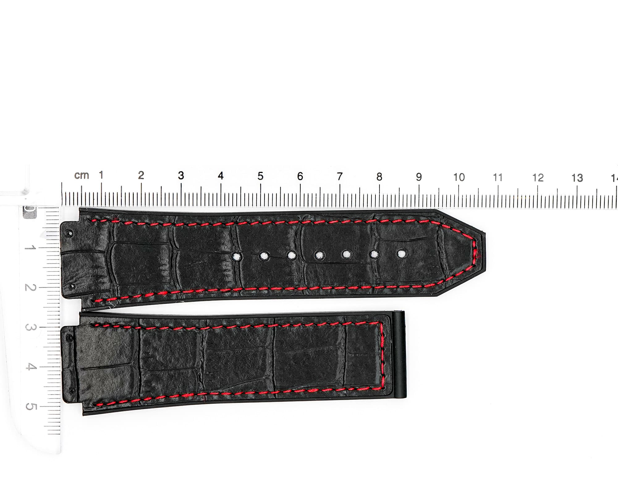 Factory original rubber Hublot strap, Black and Red stitches , 26x22mm
