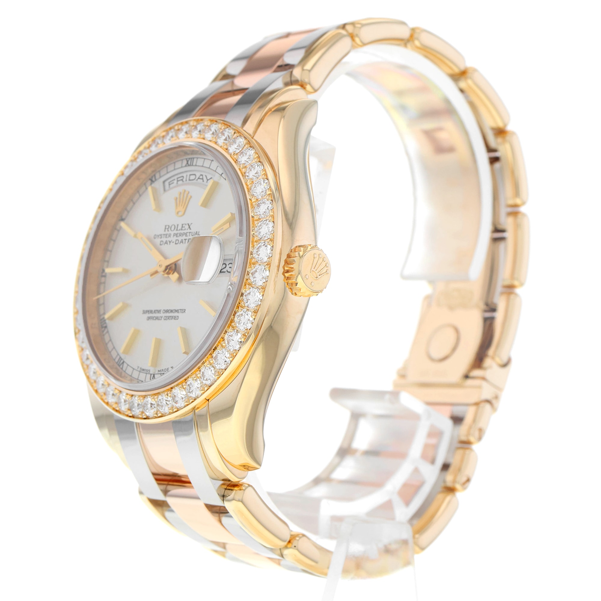 Rolex Day-Date 39mm 18948 Masterpiece Tridor tricolor Factory diamond-bezel