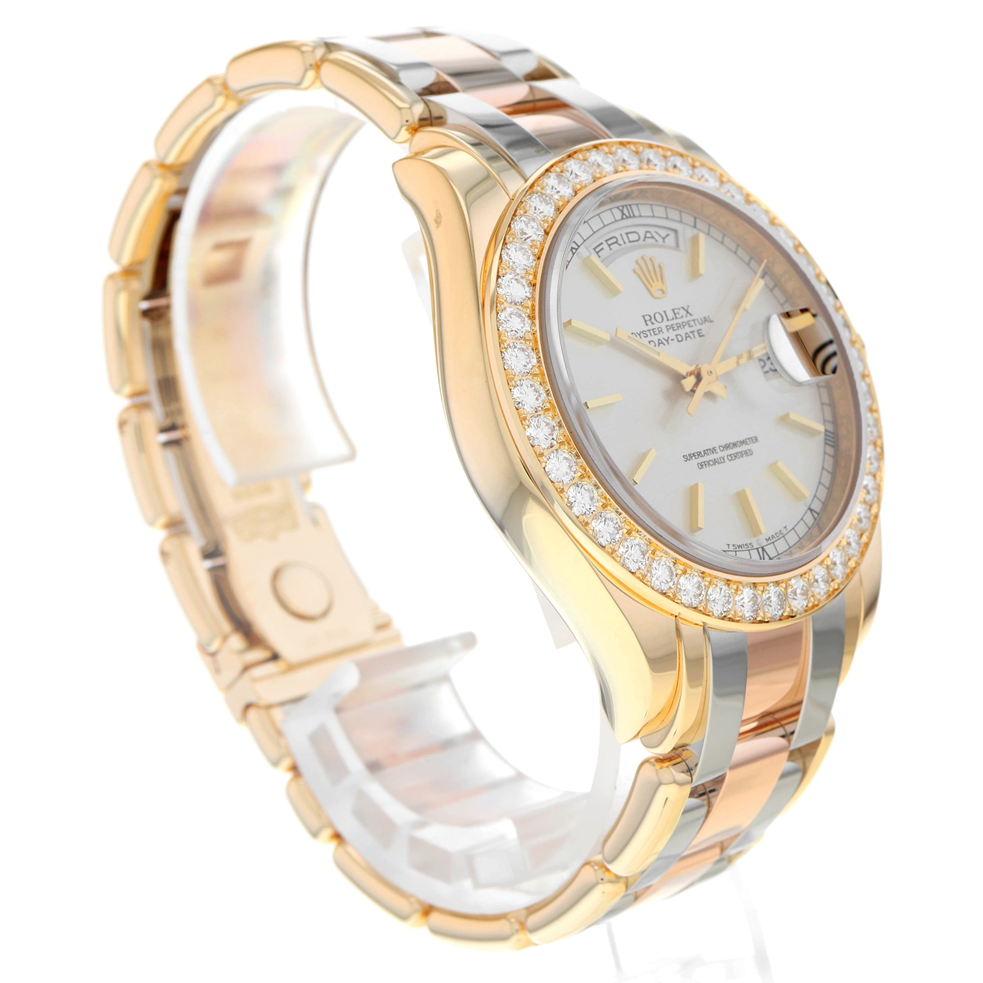 Rolex Day-Date 39mm 18948 Masterpiece Tridor tricolor Factory diamond-bezel