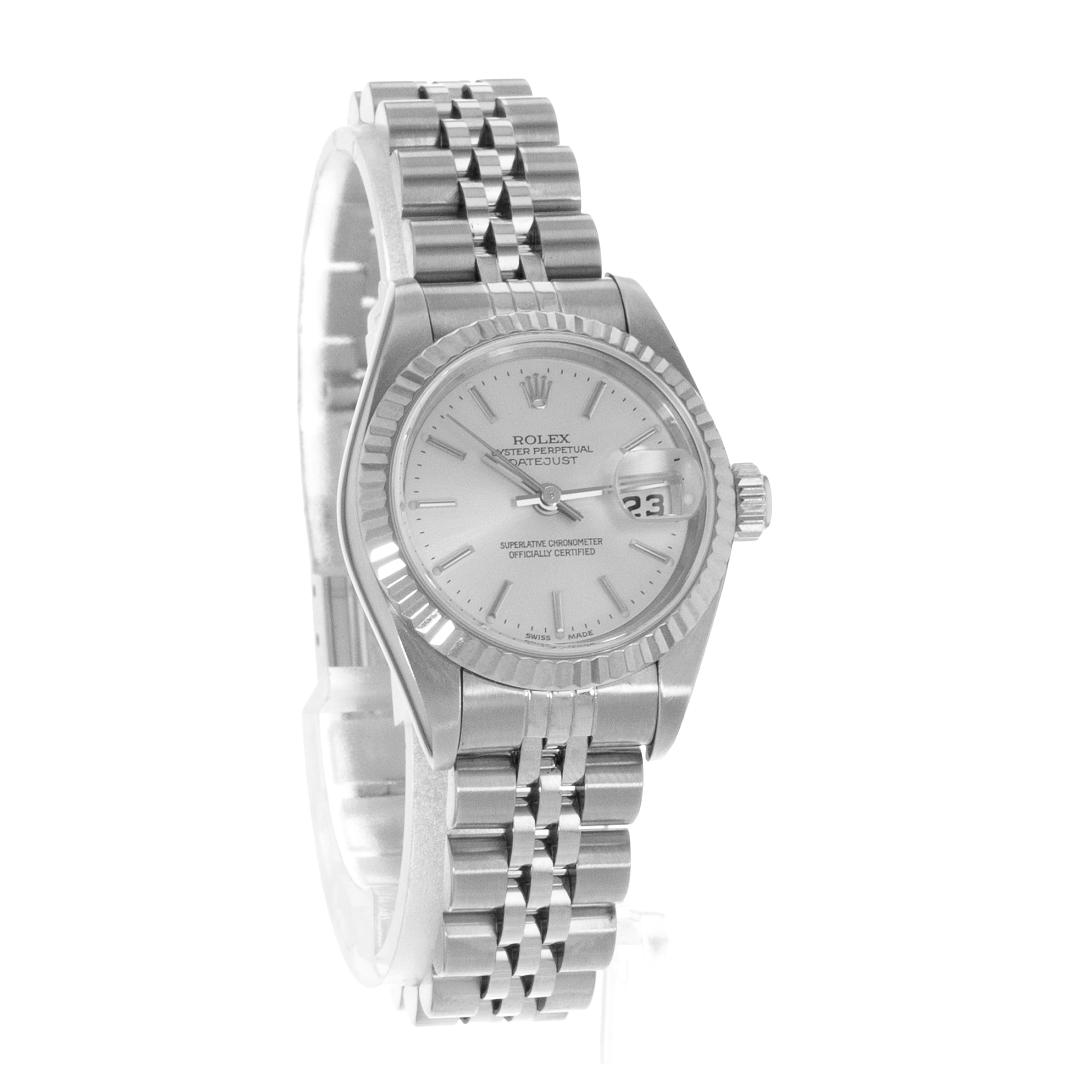 Rolex Datejust 26 79174 Silver Index Fluted Steel Jubilee Ladies Watch 2001