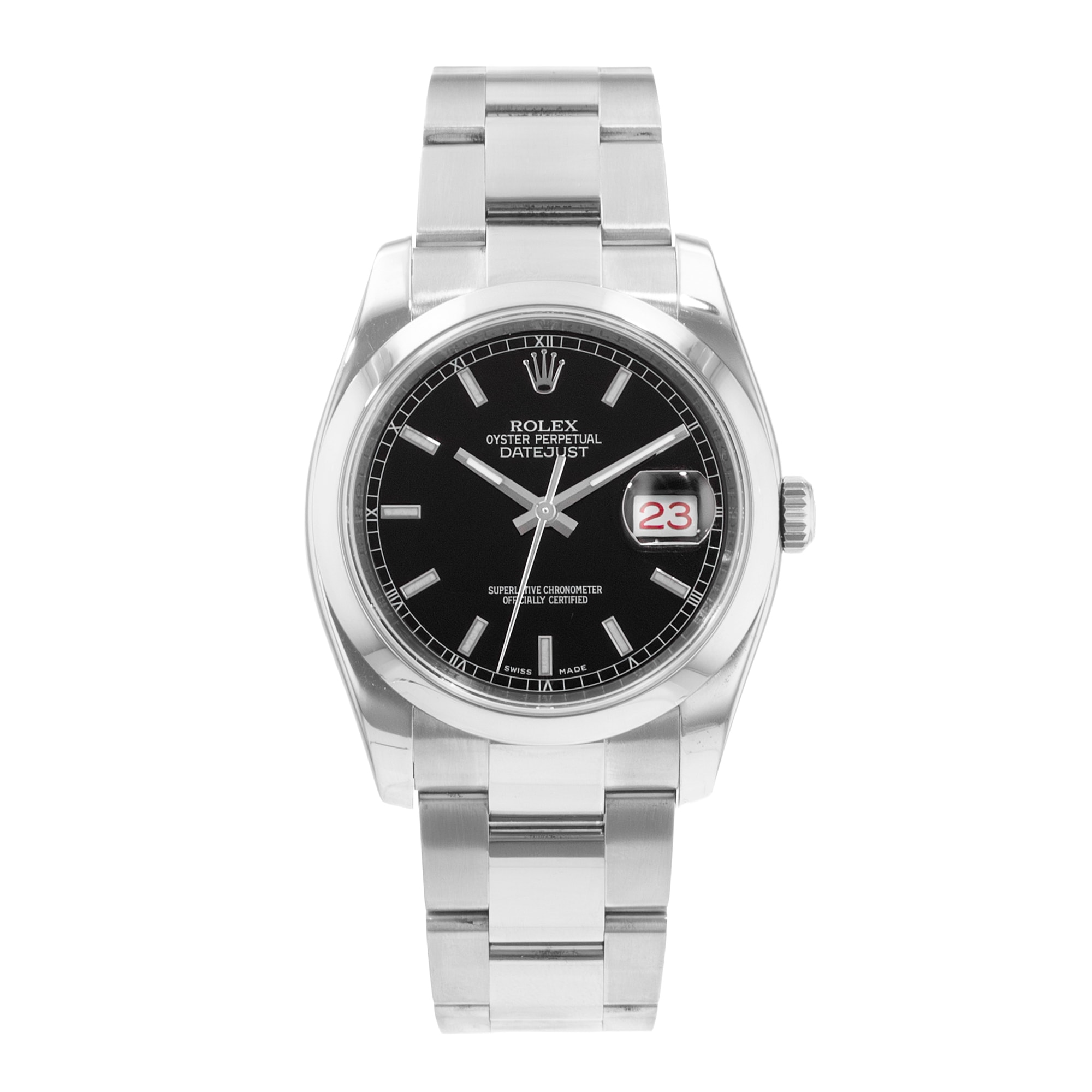 Rolex Datejust 36 116200 Black Index Steel Oyster Automatic Mens Watch 2007