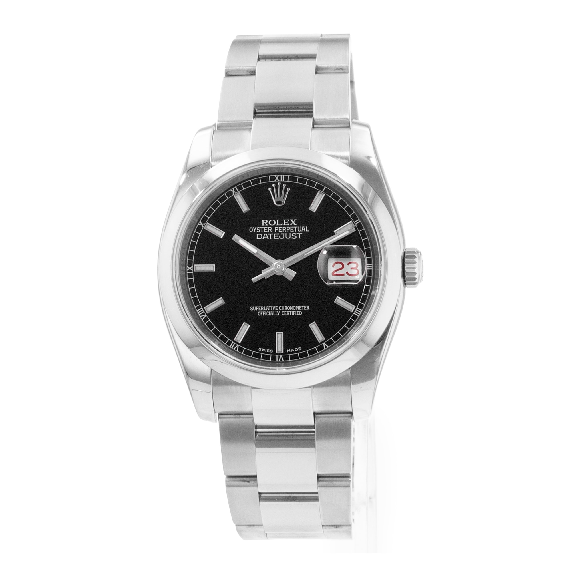 Rolex Datejust 36 116200 Black Index Steel Oyster Automatic Mens Watch 2007