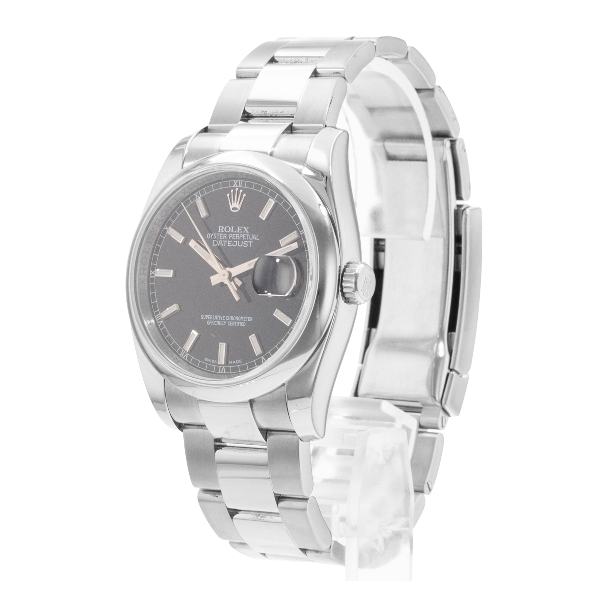 Rolex Datejust 36 116200 Black Index Steel Oyster Automatic Mens Watch 2007