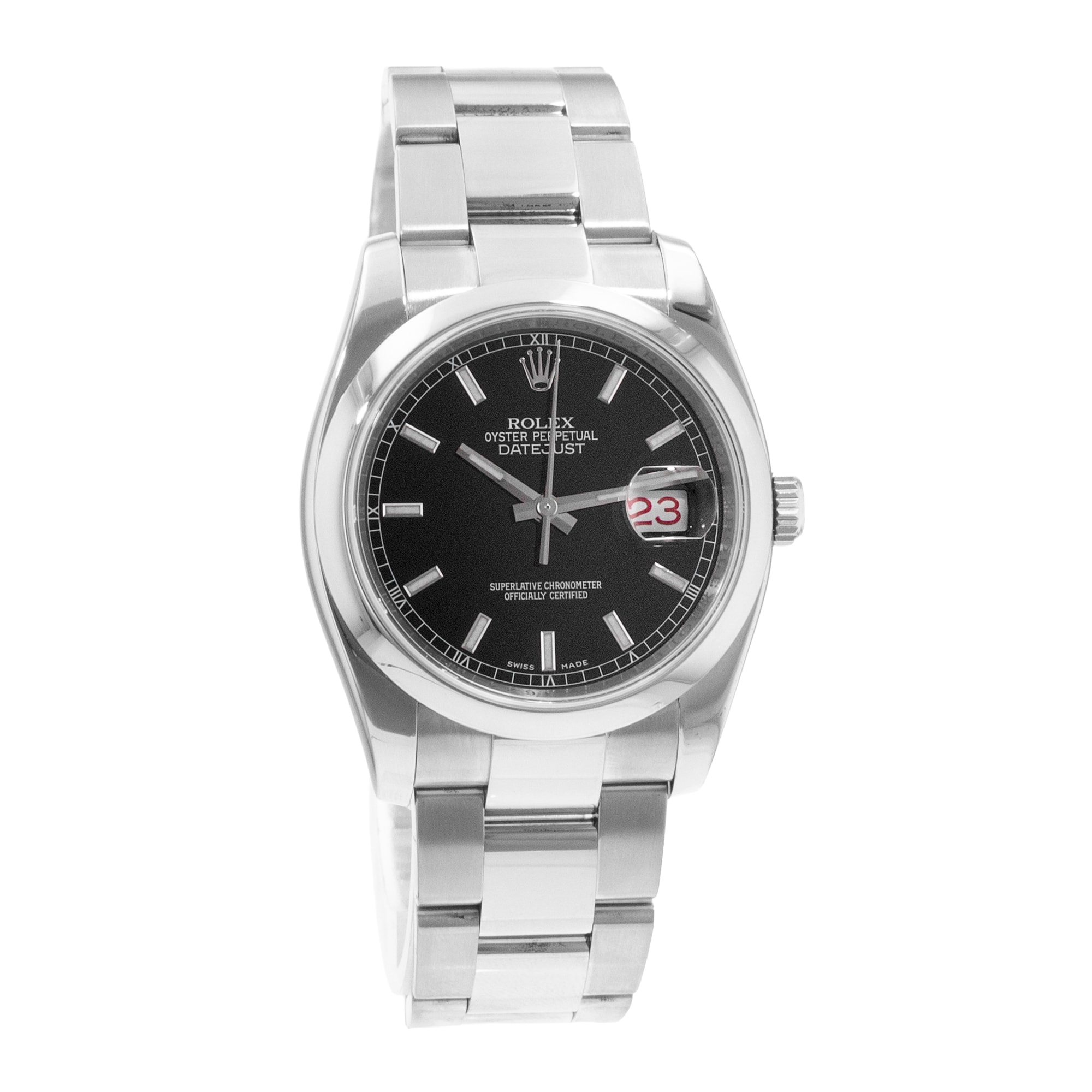 Rolex Datejust 36 116200 Black Index Steel Oyster Automatic Mens Watch 2007