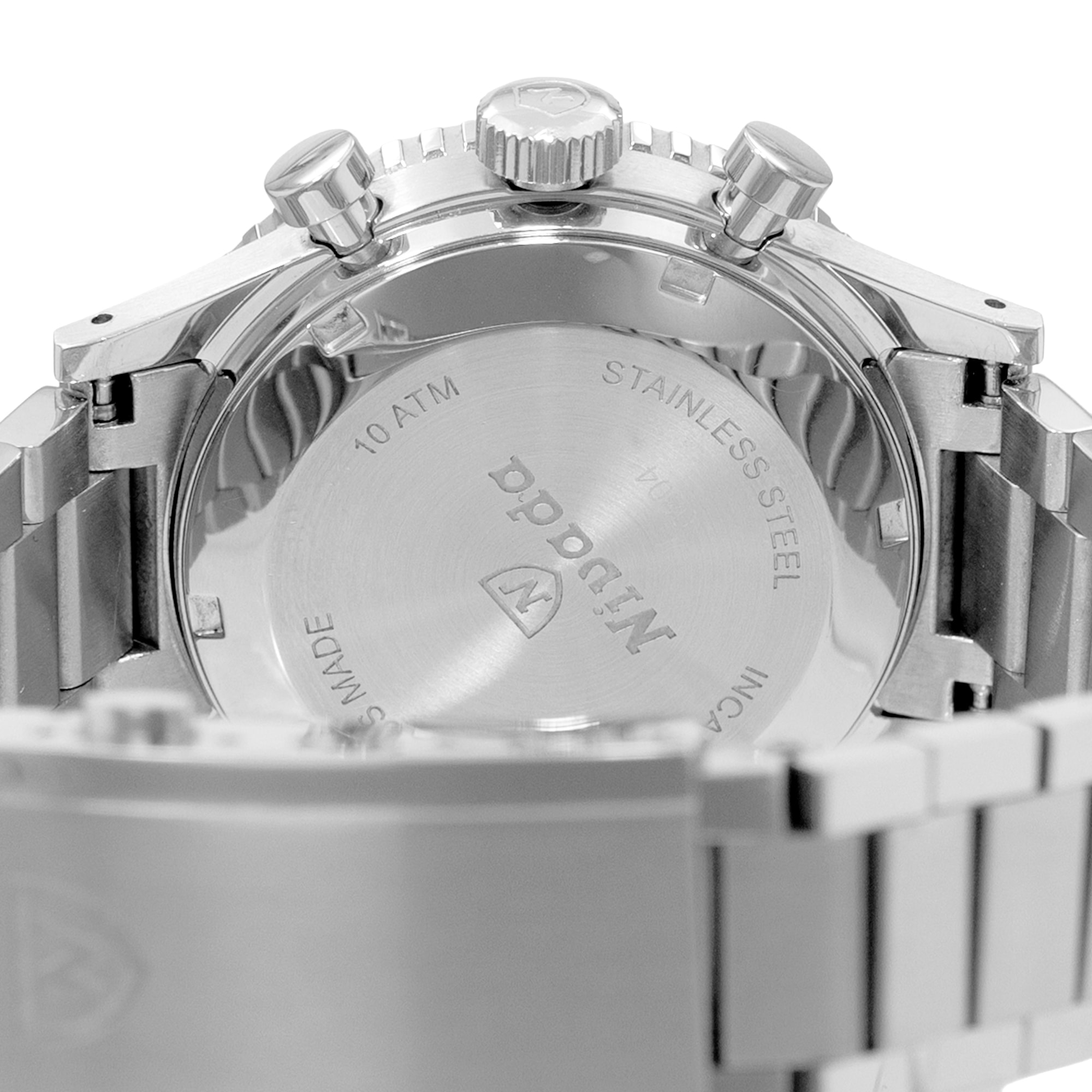 Nivada Chronomaster 87033M20 38mm Blacl Index Steel Chronograph Mens Watch 2020