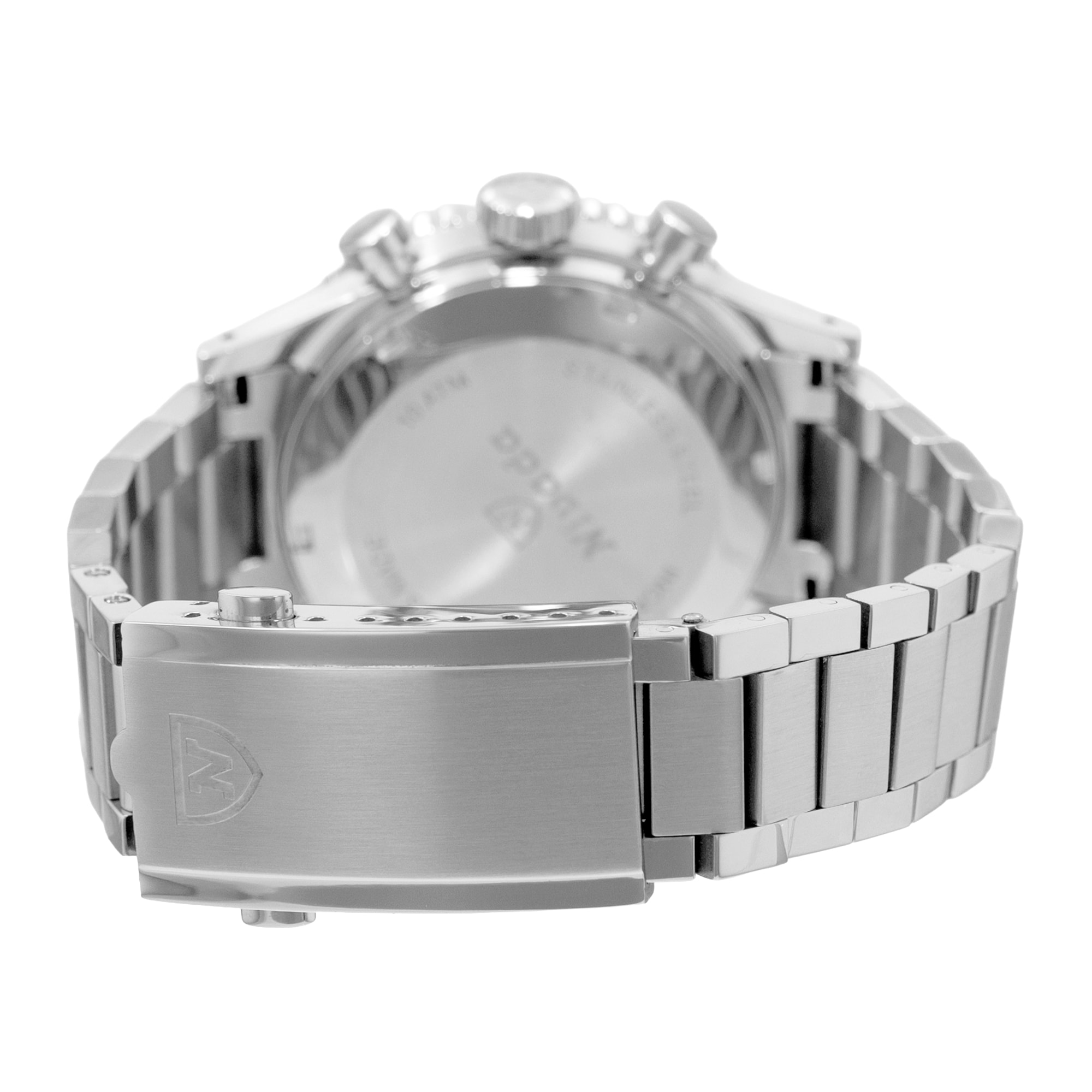 Nivada Chronomaster 87033M20 38mm Blacl Index Steel Chronograph Mens Watch 2020