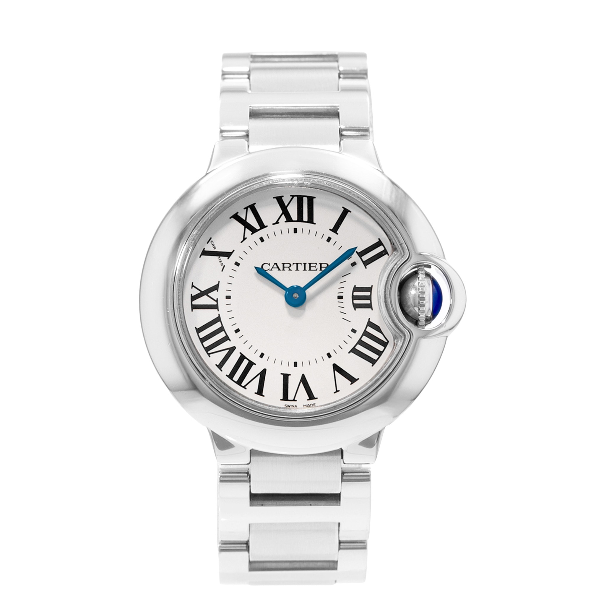 Cartier Ballon Bleu 28mm W69010Z4 3009 Silver Roman Dial Steel Ladies Watch 2015