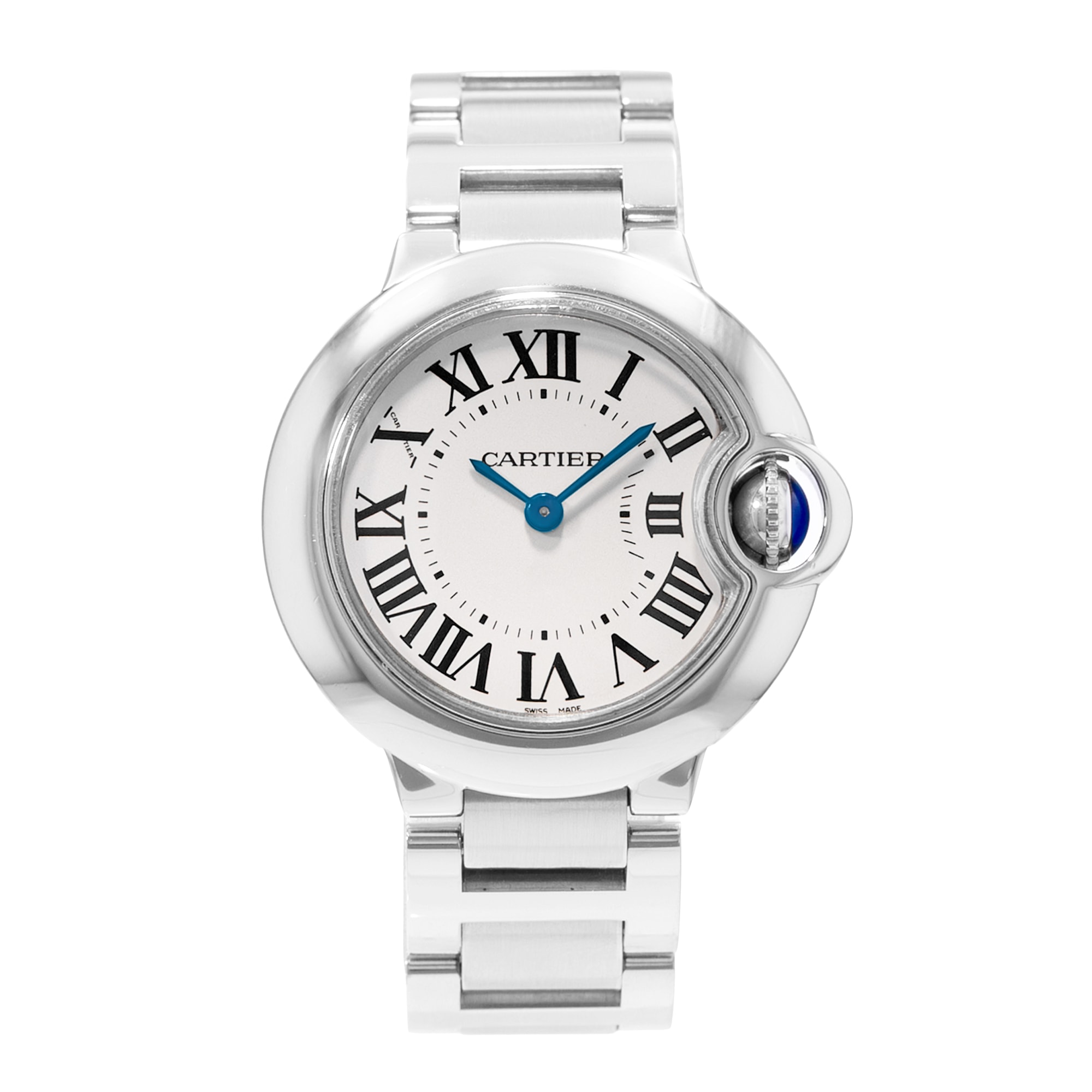 Cartier Ballon Bleu 28mm W69010Z4 3009 Silver Roman Dial Steel Ladies Watch 2015