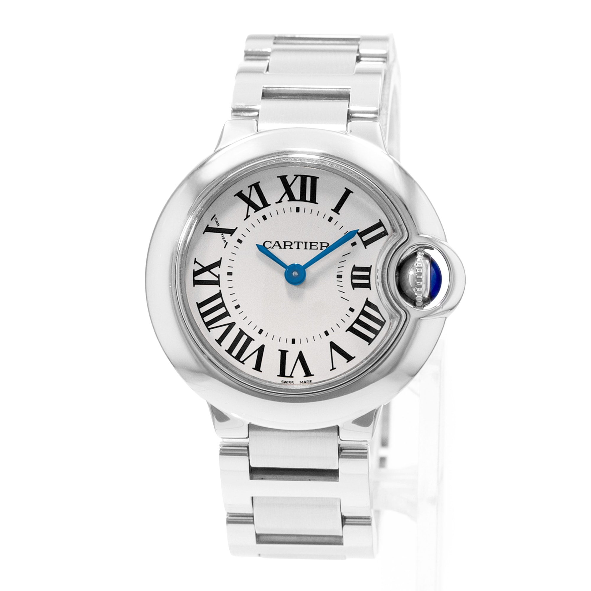 Cartier Ballon Bleu 28mm W69010Z4 3009 Silver Roman Dial Steel Ladies Watch 2015