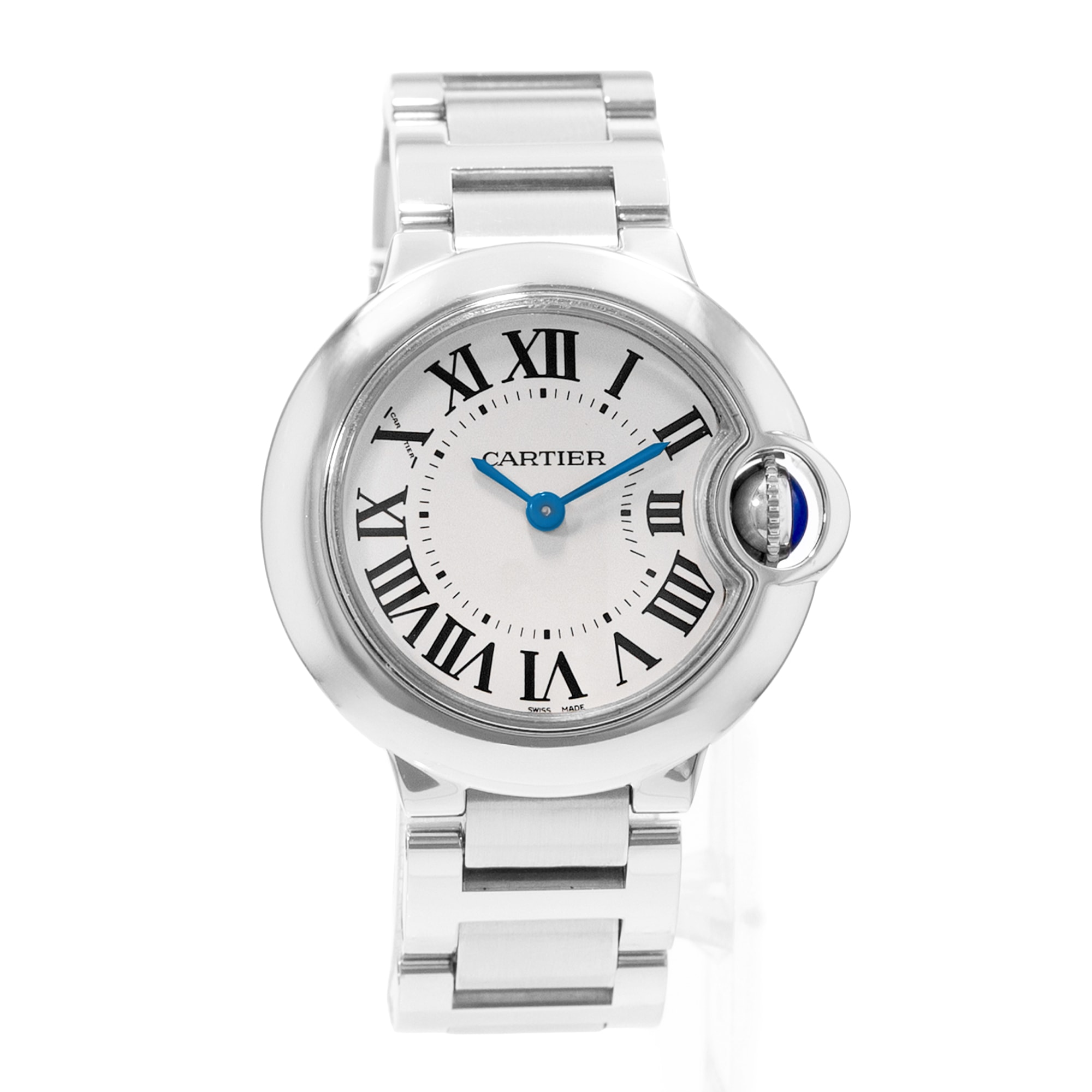 Cartier Ballon Bleu 28mm W69010Z4 3009 Silver Roman Dial Steel Ladies Watch 2015