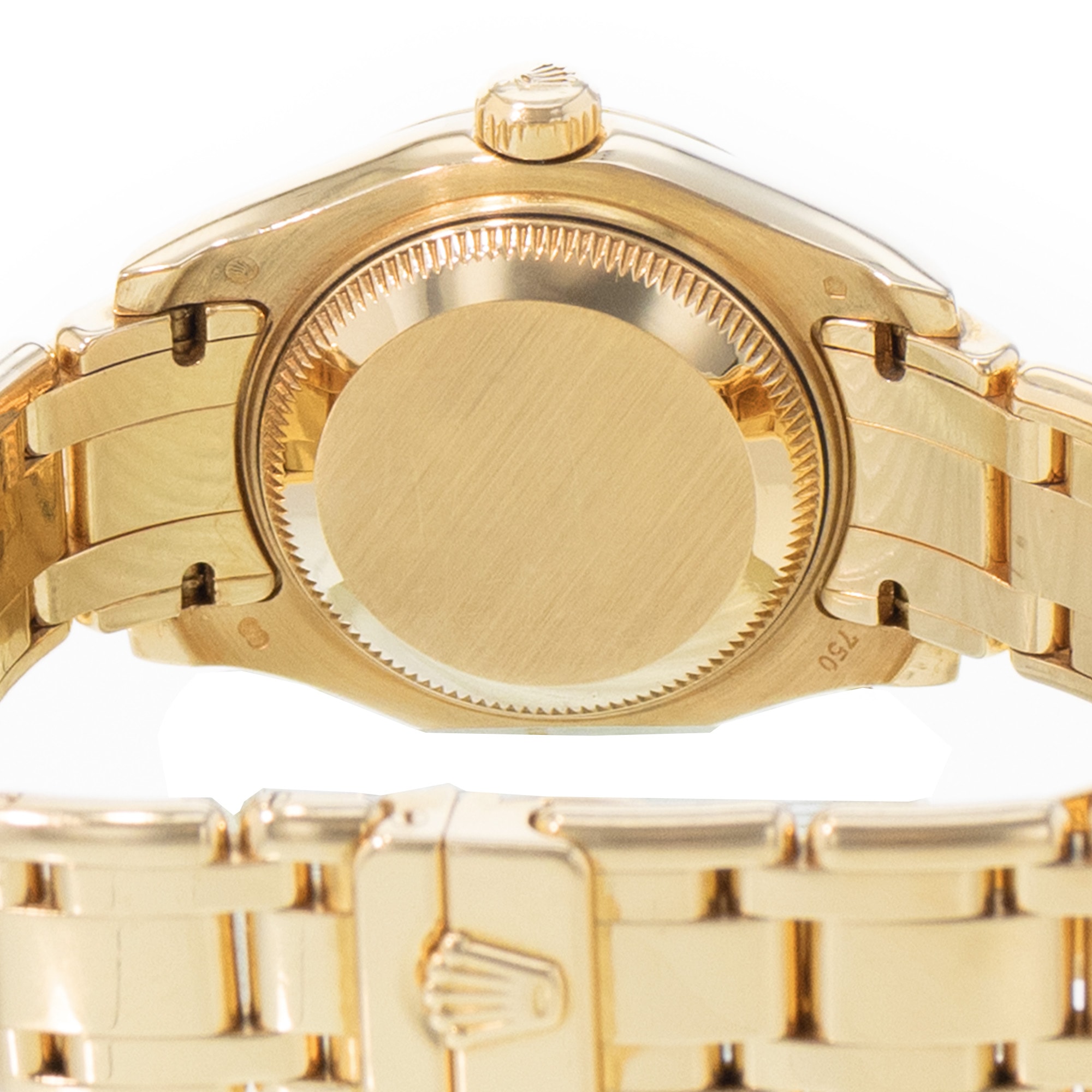 Rolex Pearlmaster 80318 29mm MOP Diamond Dial Yellow Gold Oyster Ladies Watch
