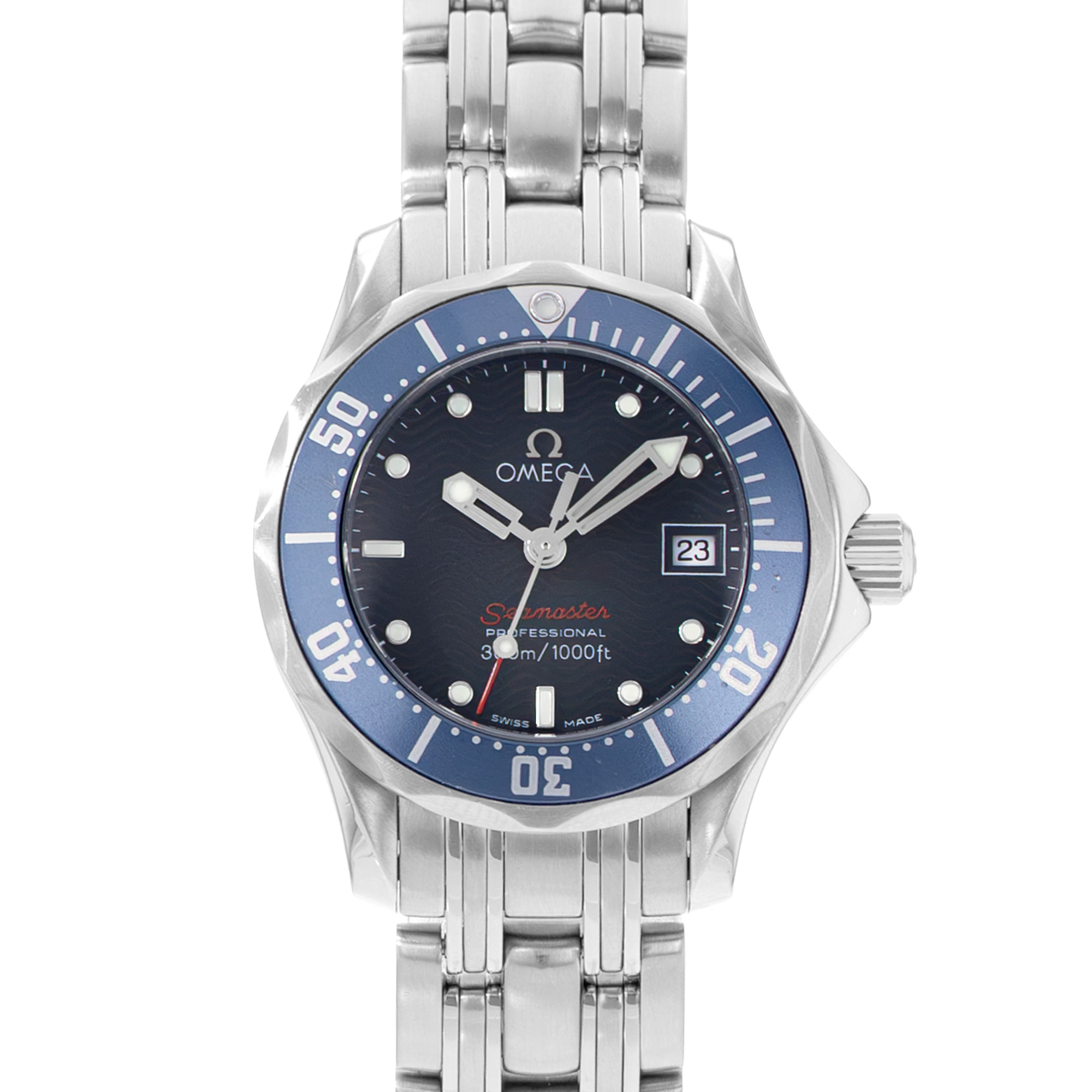 Omega Seamaster Diver 300 M 2224.80.00 28mm Blue Dial Steel Ladies Watch Box