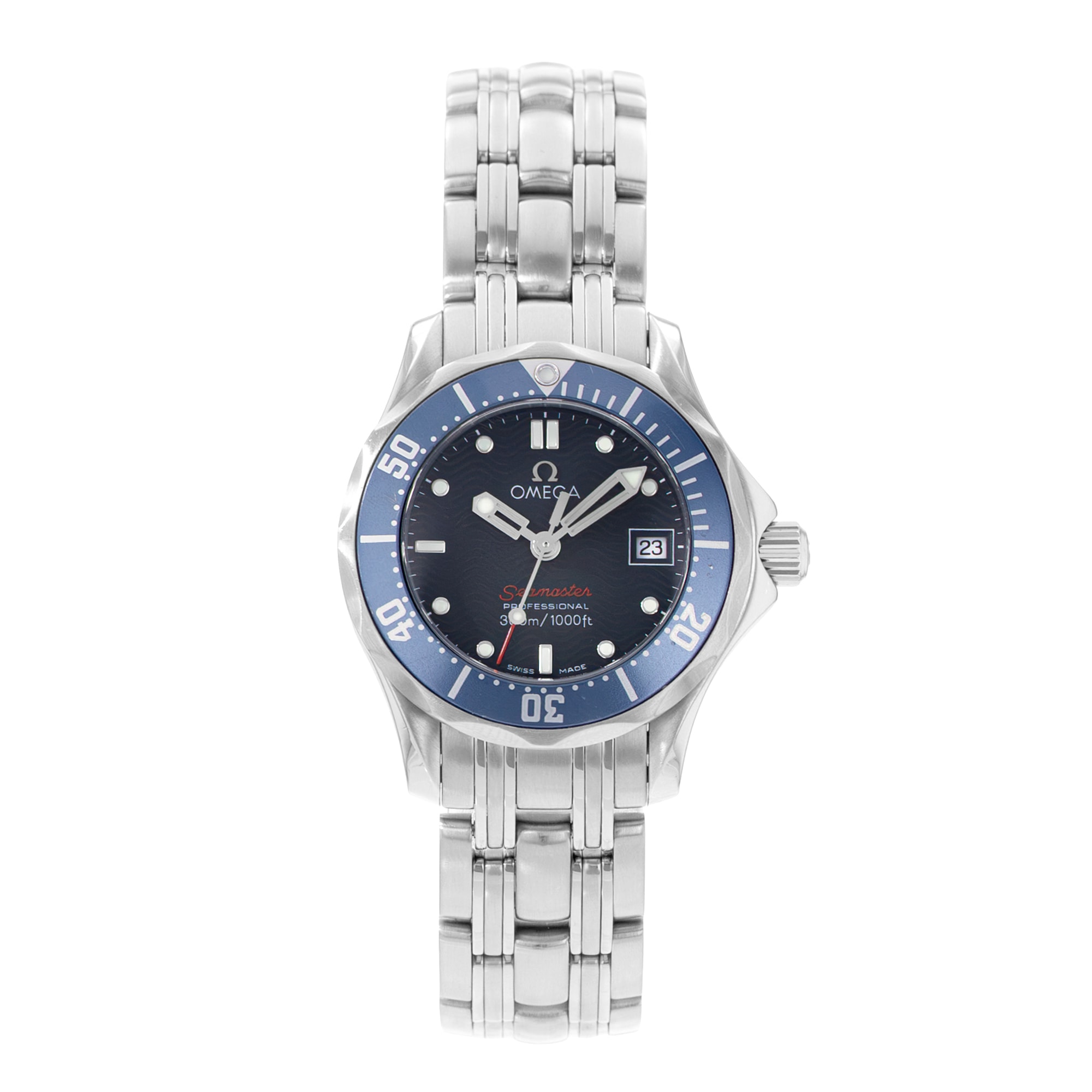 Omega Seamaster Diver 300 M 2224.80.00 28mm Blue Dial Steel Ladies Watch Box