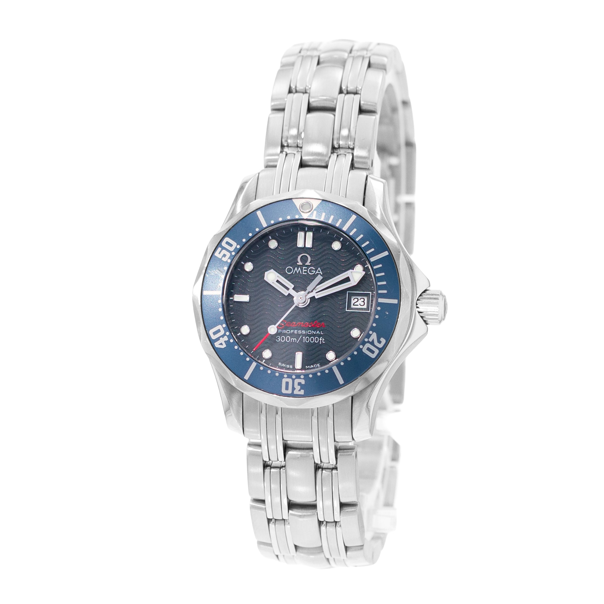 Omega Seamaster Diver 300 M 2224.80.00 28mm Blue Dial Steel Ladies Watch Box