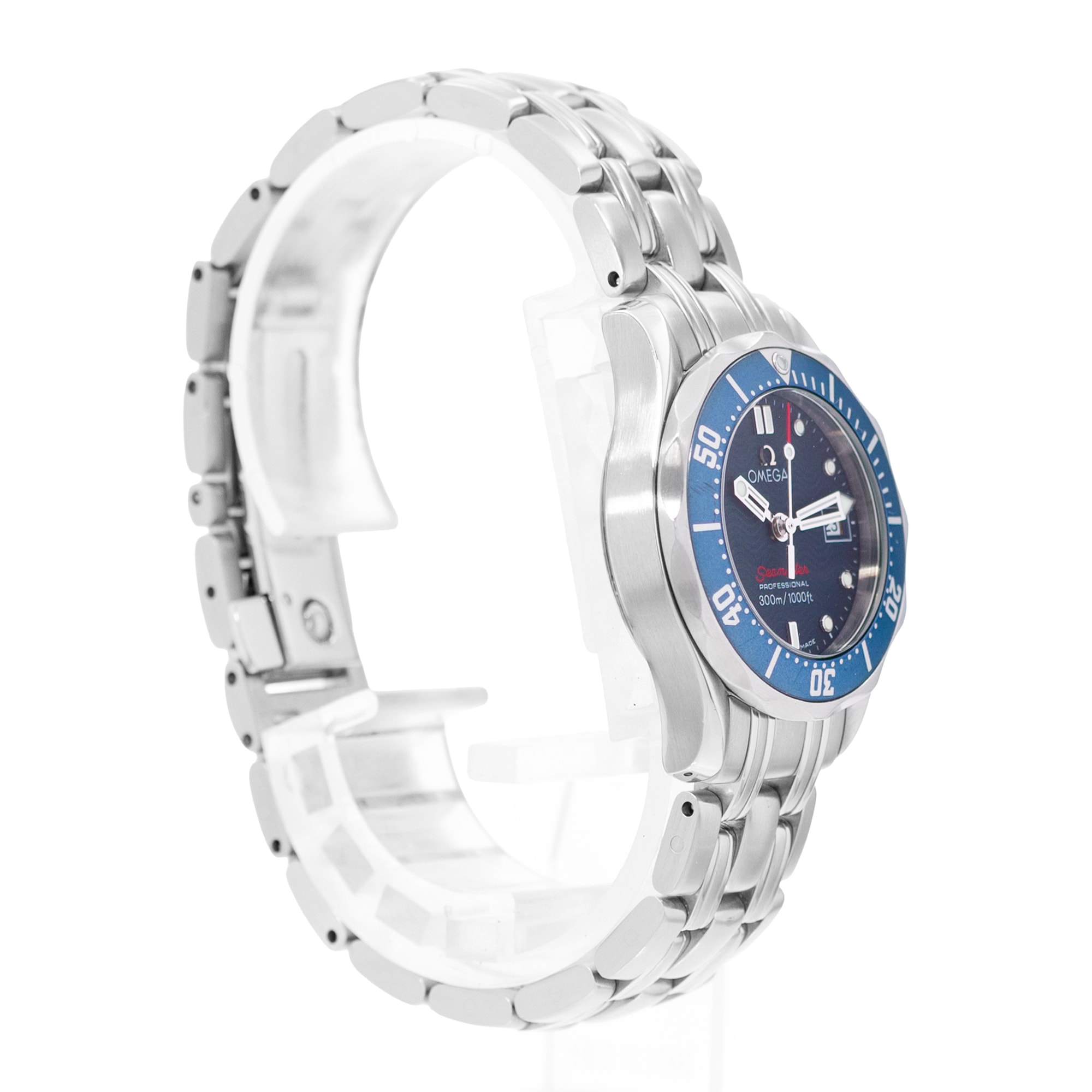 Omega Seamaster Diver 300 M 2224.80.00 28mm Blue Dial Steel Ladies Watch Box