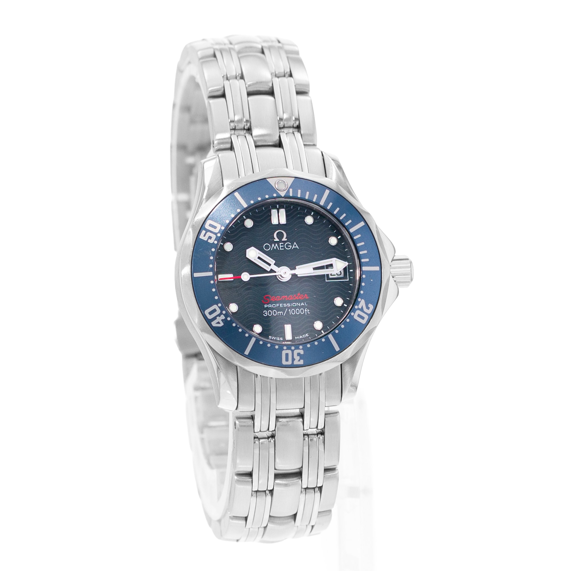 Omega Seamaster Diver 300 M 2224.80.00 28mm Blue Dial Steel Ladies Watch Box