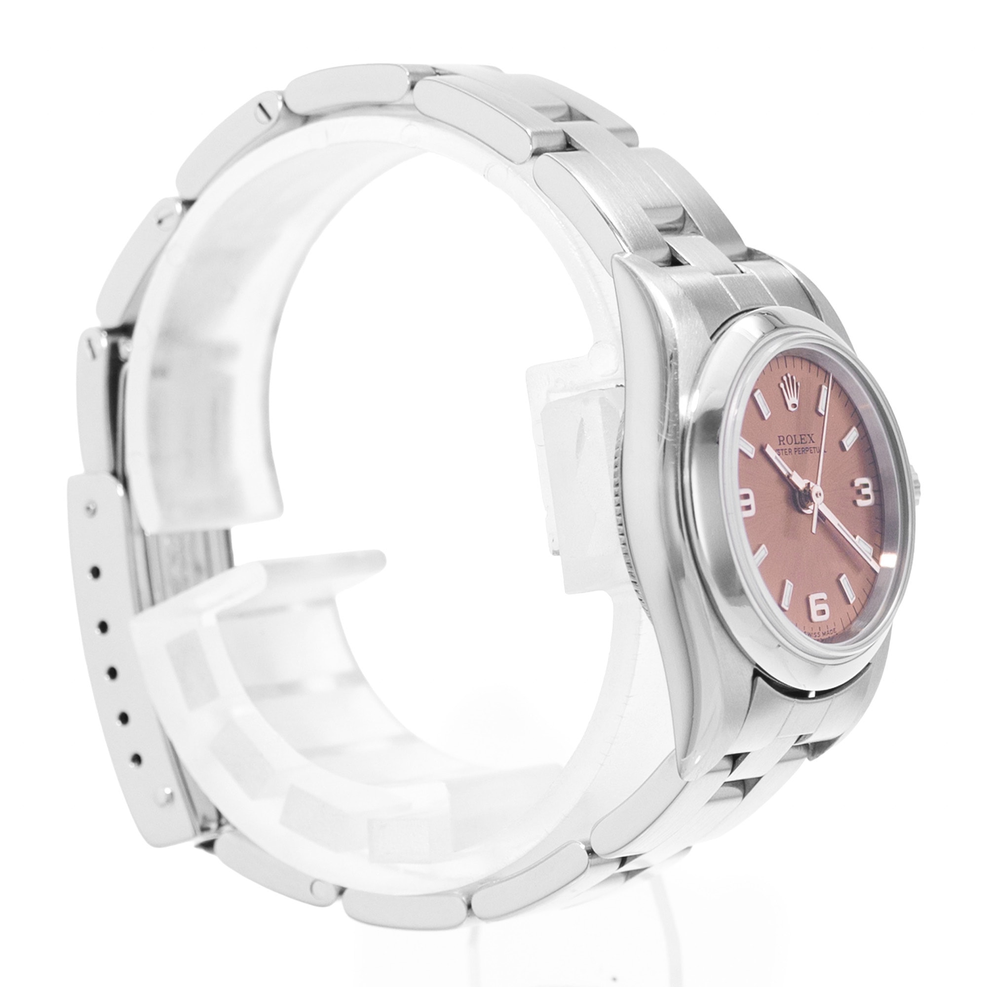 Rolex Oyster Perpetual 24 76080 Salmon Pink Arabic Dial Steel Ladies Watch