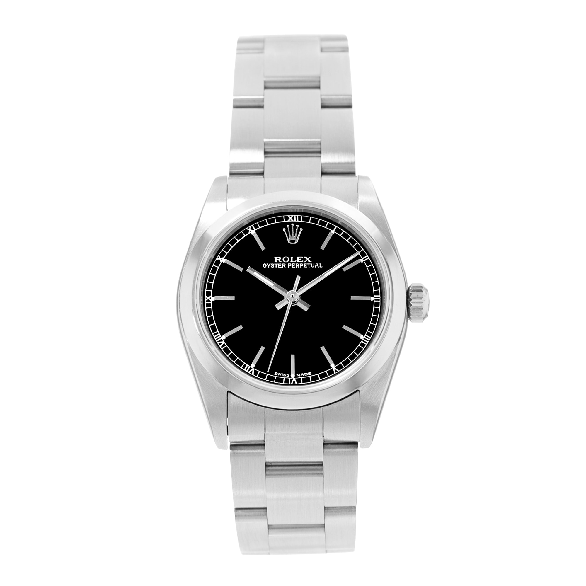 Rolex Oyster Perpetual 31 77080 Black Index Dial Steel Automatic Ladies Watch