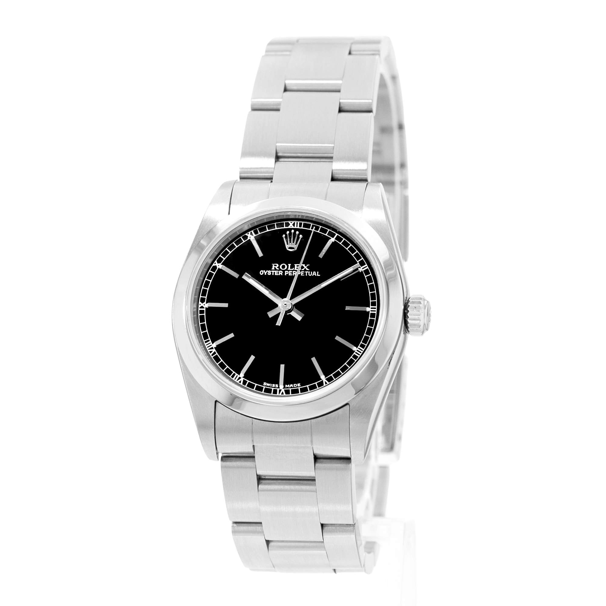 Rolex Oyster Perpetual 31 77080 Black Index Dial Steel Automatic Ladies Watch