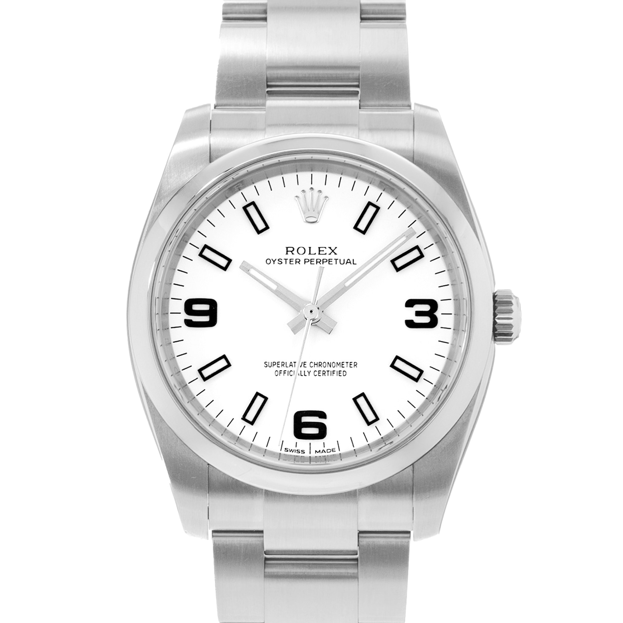 Rolex Oyster Perpetual 34 114200 White Arabic Steel Oyster Mens Watch Card 2017