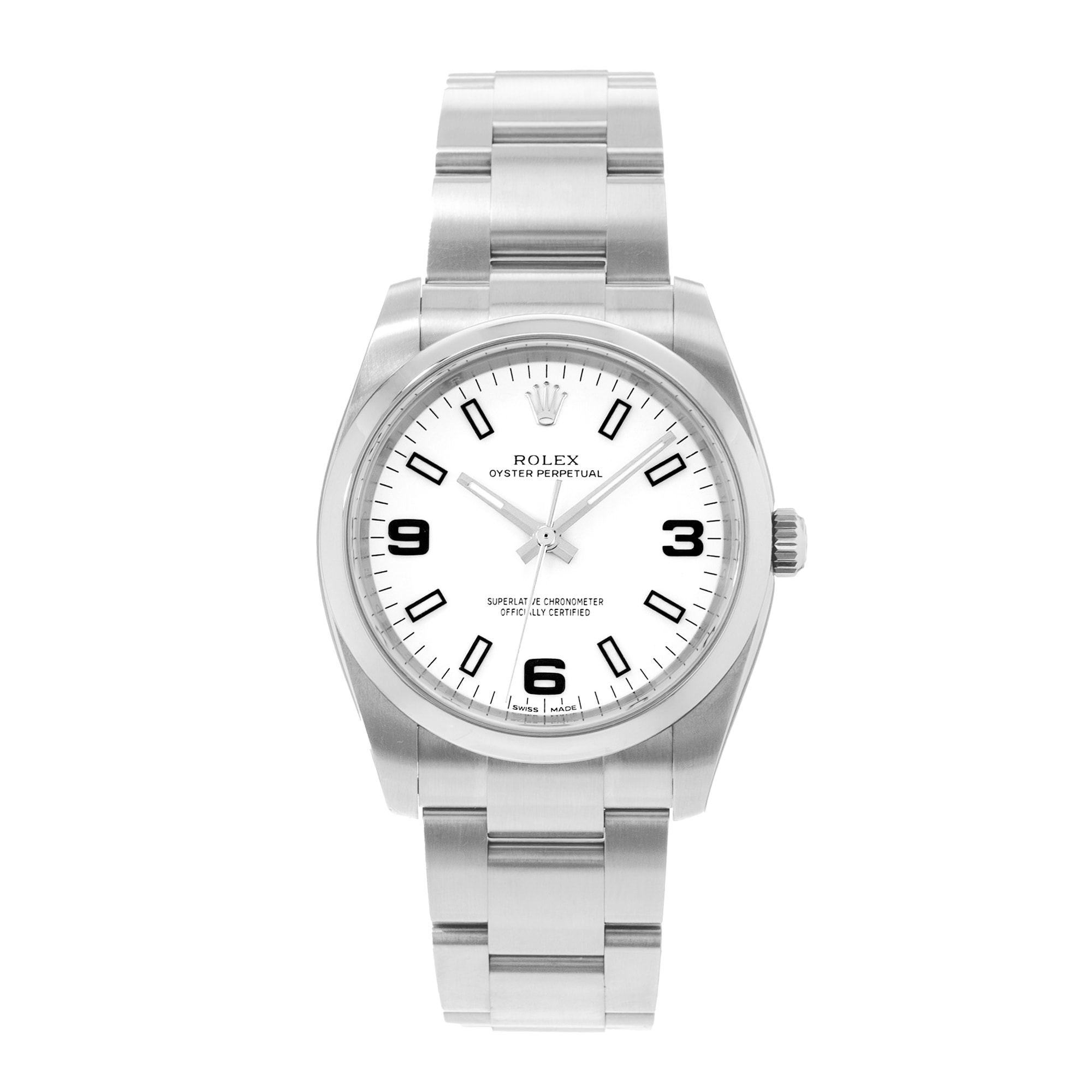 Rolex Oyster Perpetual 34 114200 White Arabic Steel Oyster Mens Watch Card 2017