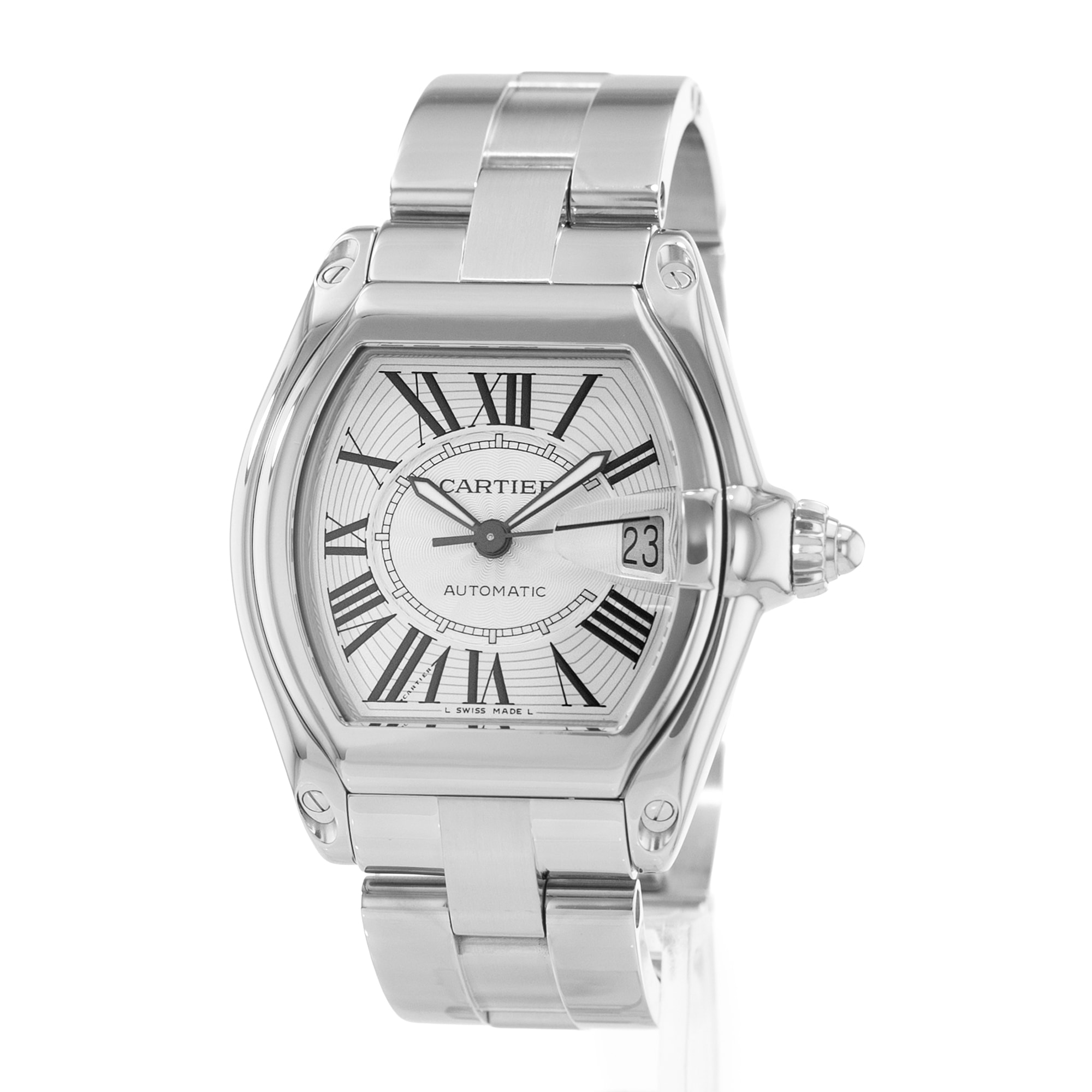 Cartier Roadster W62025V3 2510 38mm Silver Roman Steel Automatic Mens Watch