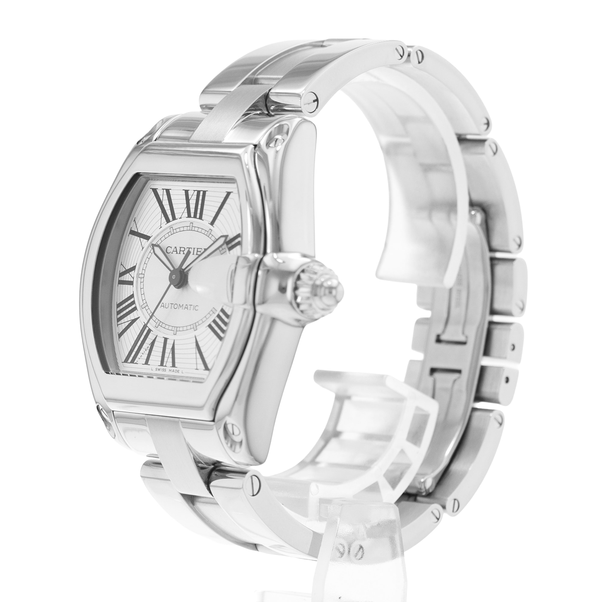 Cartier Roadster W62025V3 2510 38mm Silver Roman Steel Automatic Mens Watch