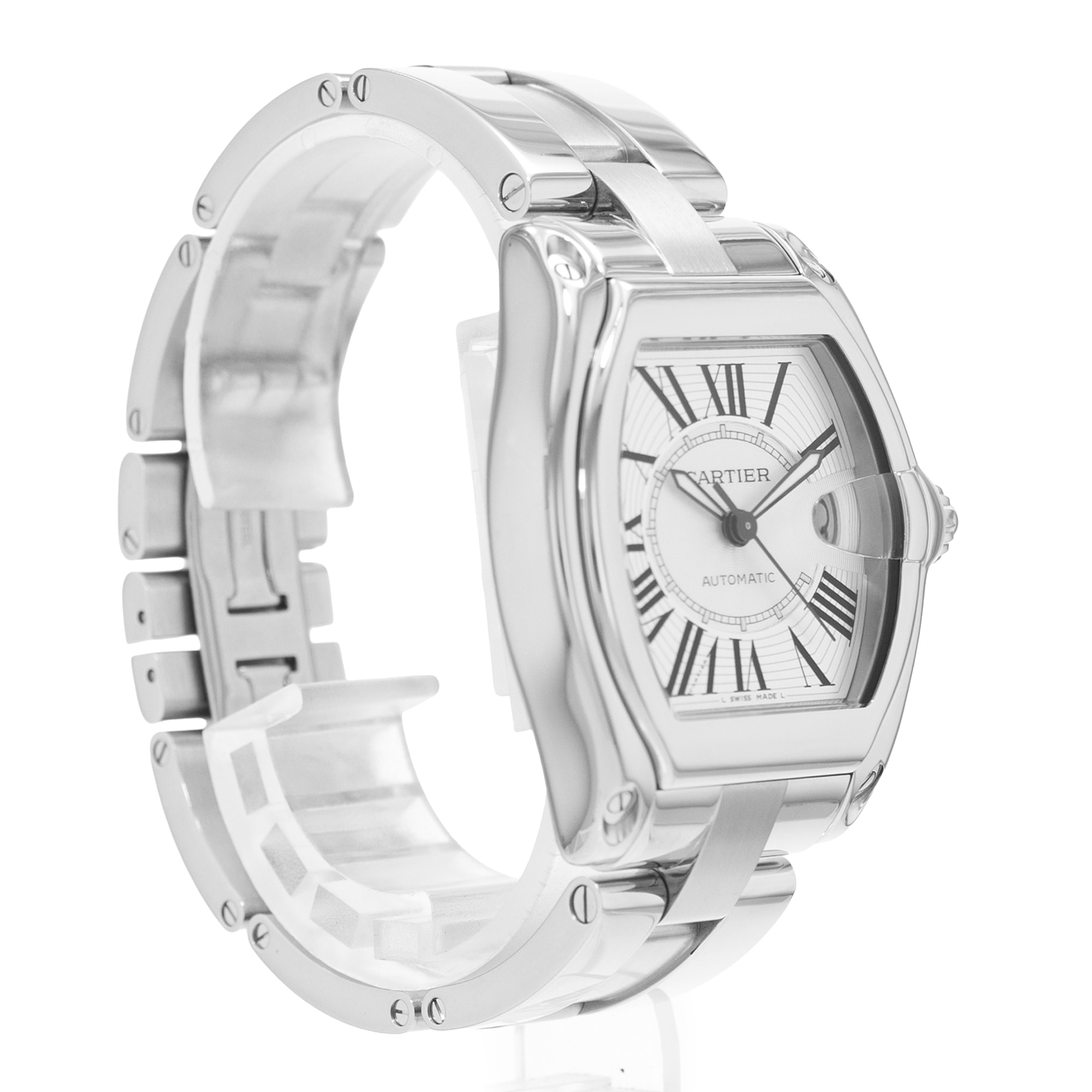 Cartier Roadster W62025V3 2510 38mm Silver Roman Steel Automatic Mens Watch