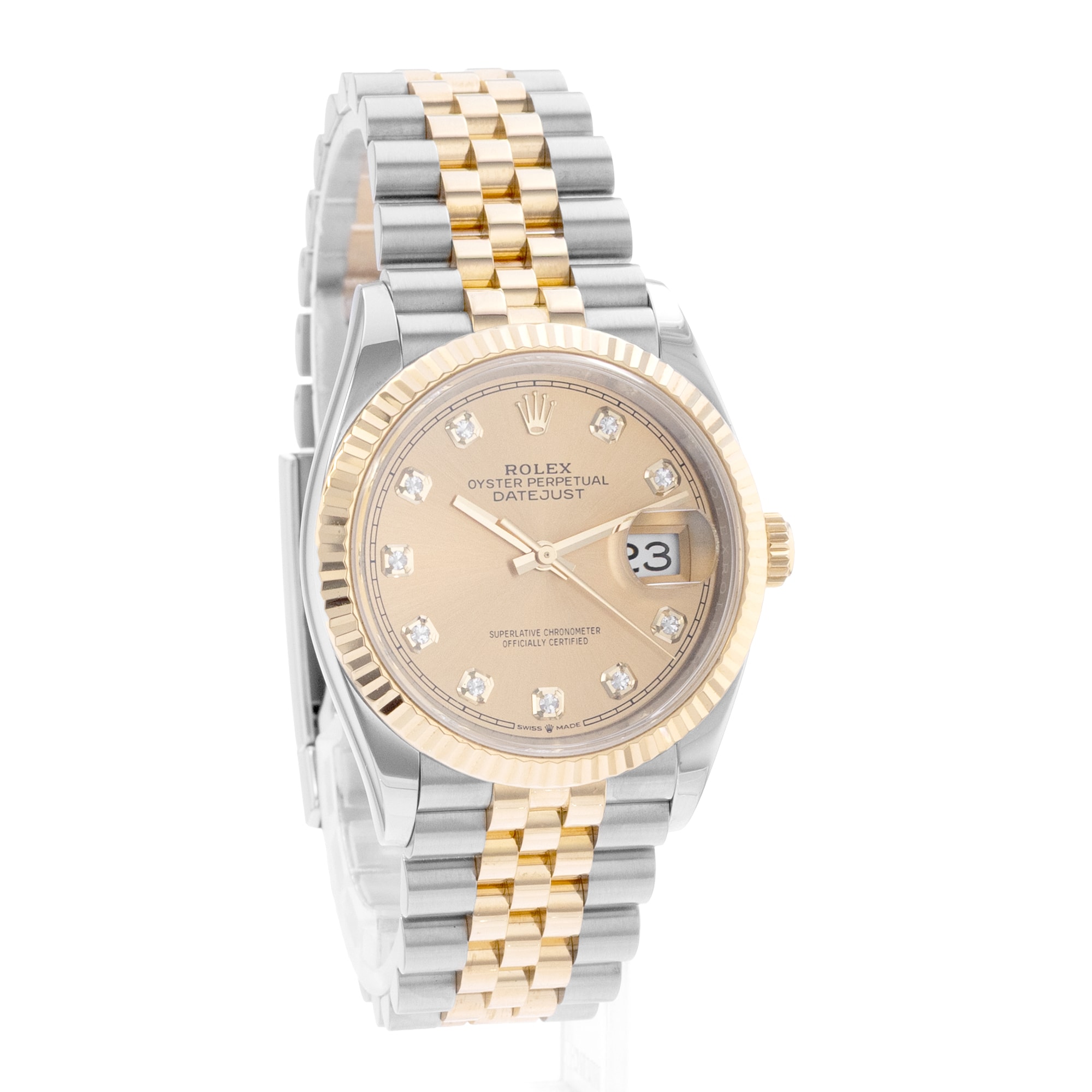 Rolex Datejust 36 126233 Champagne Diamonds Steel Yellow Gold Mens Watch Card
