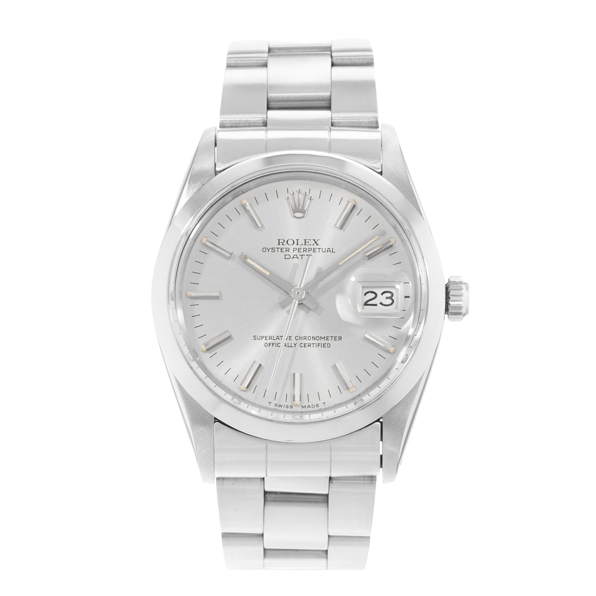 Rolex Oyster Perpetual 34 15000 Vintage Silver Dial Steel Automatic Mens Watch