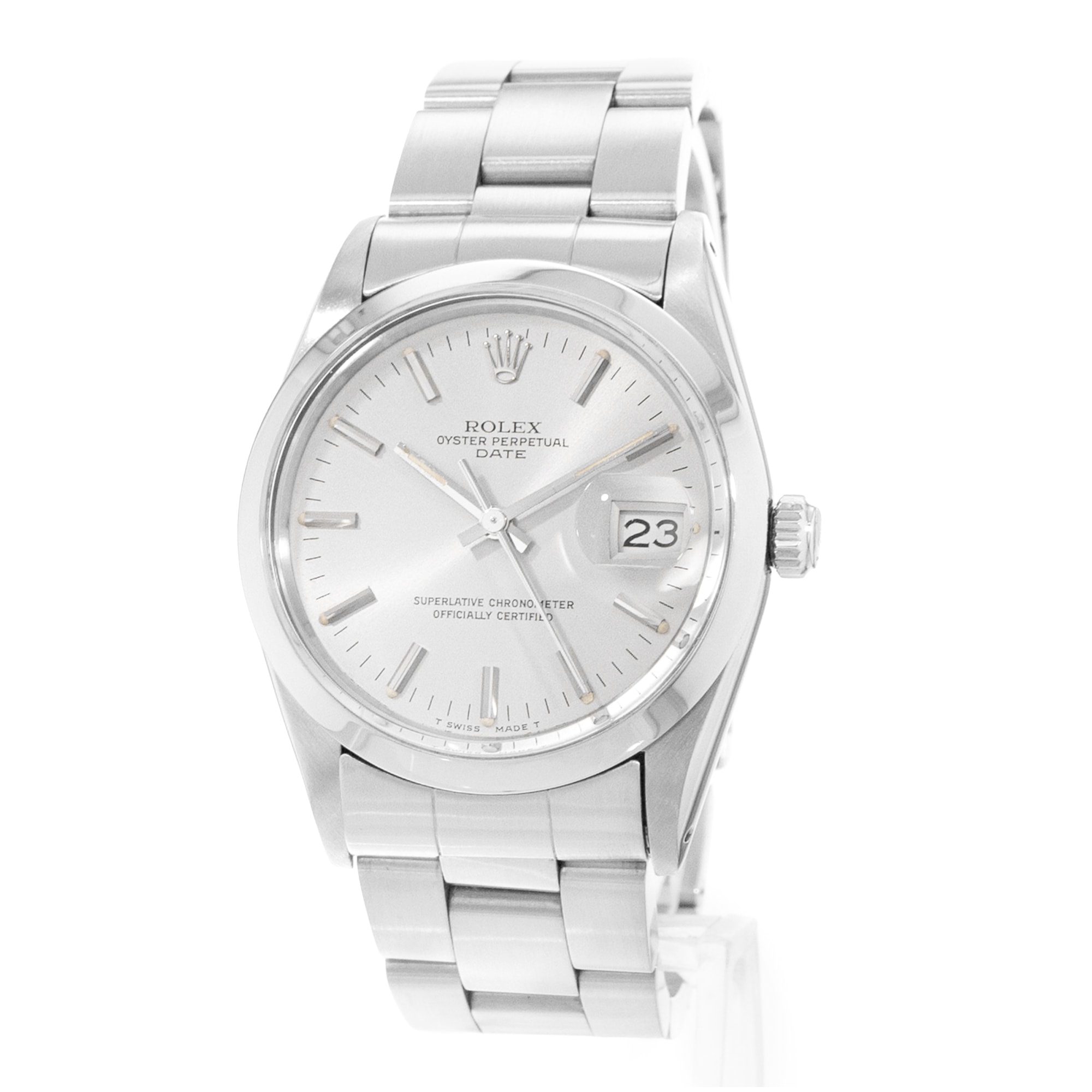 Rolex Oyster Perpetual 34 15000 Vintage Silver Dial Steel Automatic Mens Watch
