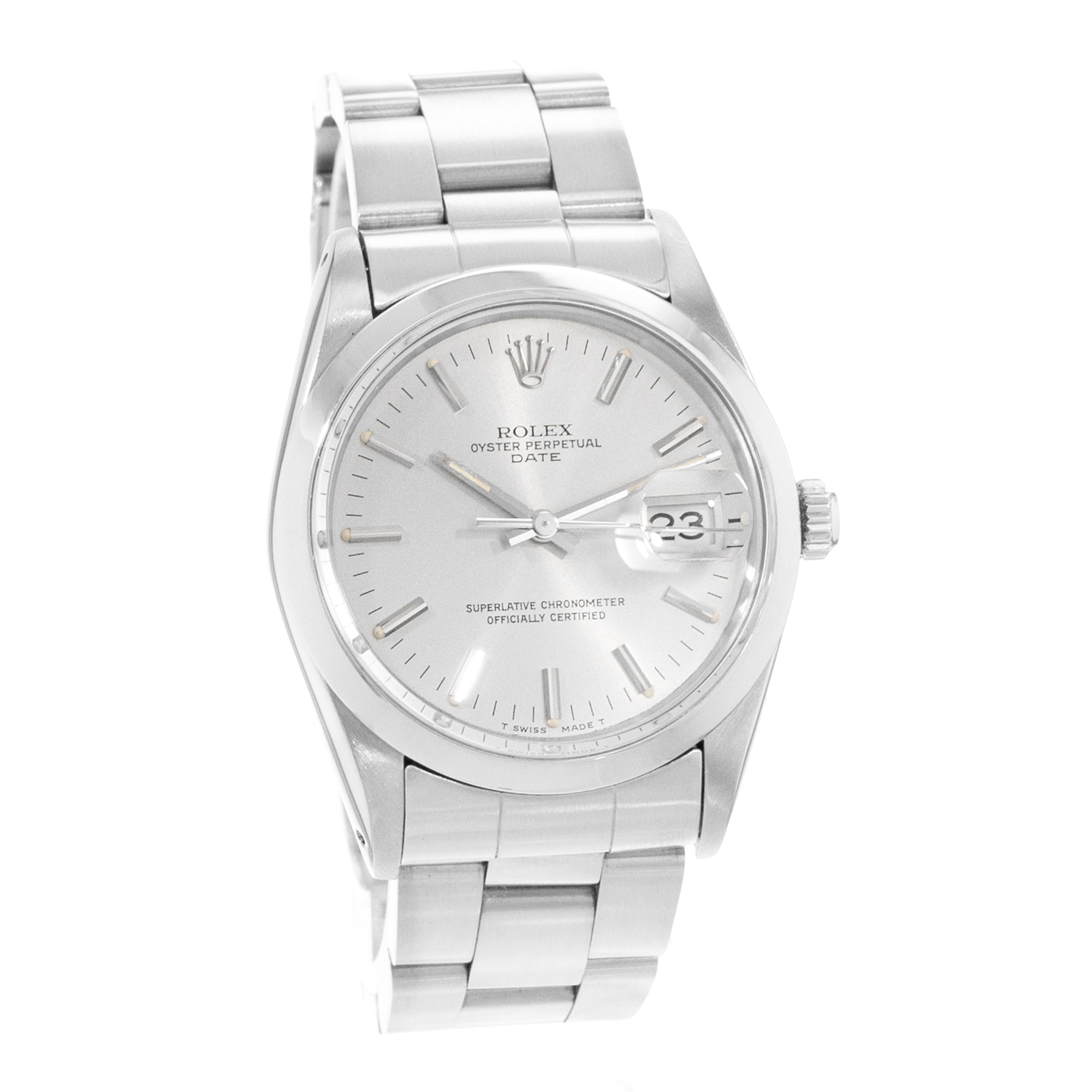 Rolex Oyster Perpetual 34 15000 Vintage Silver Dial Steel Automatic Mens Watch