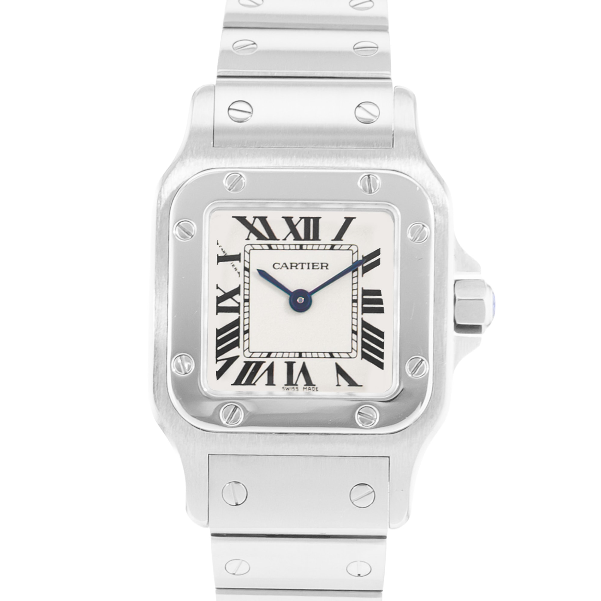 Cartier Santos Galbee W20056D6 1565 24mm Small Silver Roman Steel Ladies Watch