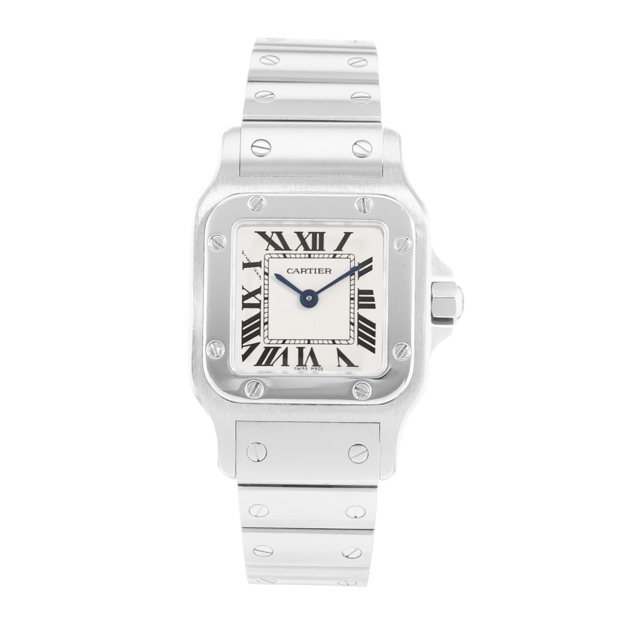 Cartier Santos Galbee W20056D6 1565 24mm Small Silver Roman Steel Ladies Watch