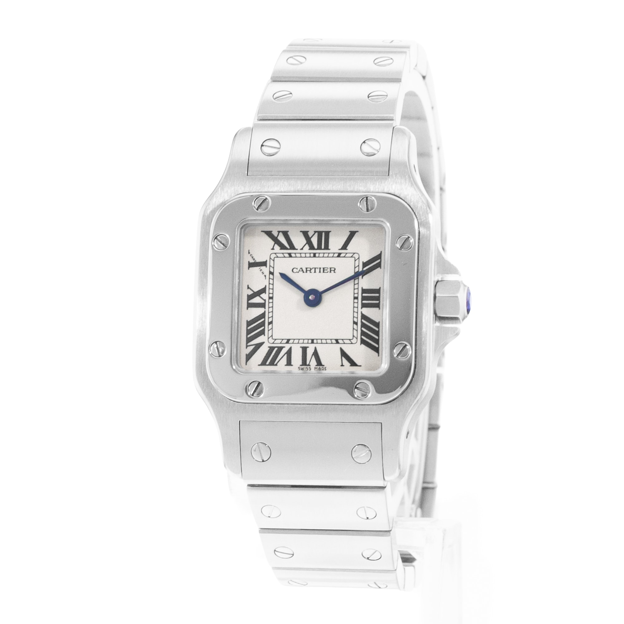 Cartier Santos Galbee W20056D6 1565 24mm Small Silver Roman Steel Ladies Watch