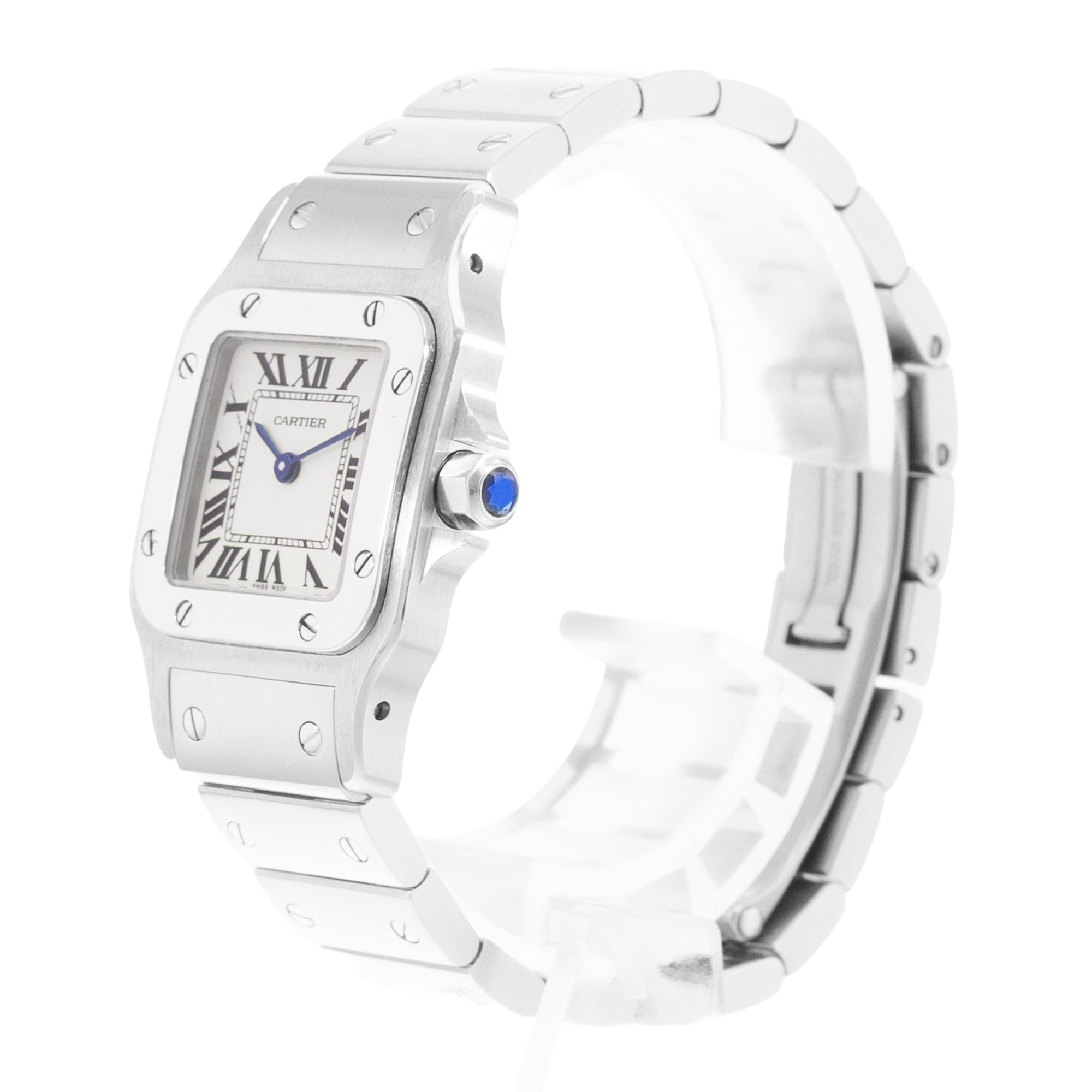 Cartier Santos Galbee W20056D6 1565 24mm Small Silver Roman Steel Ladies Watch