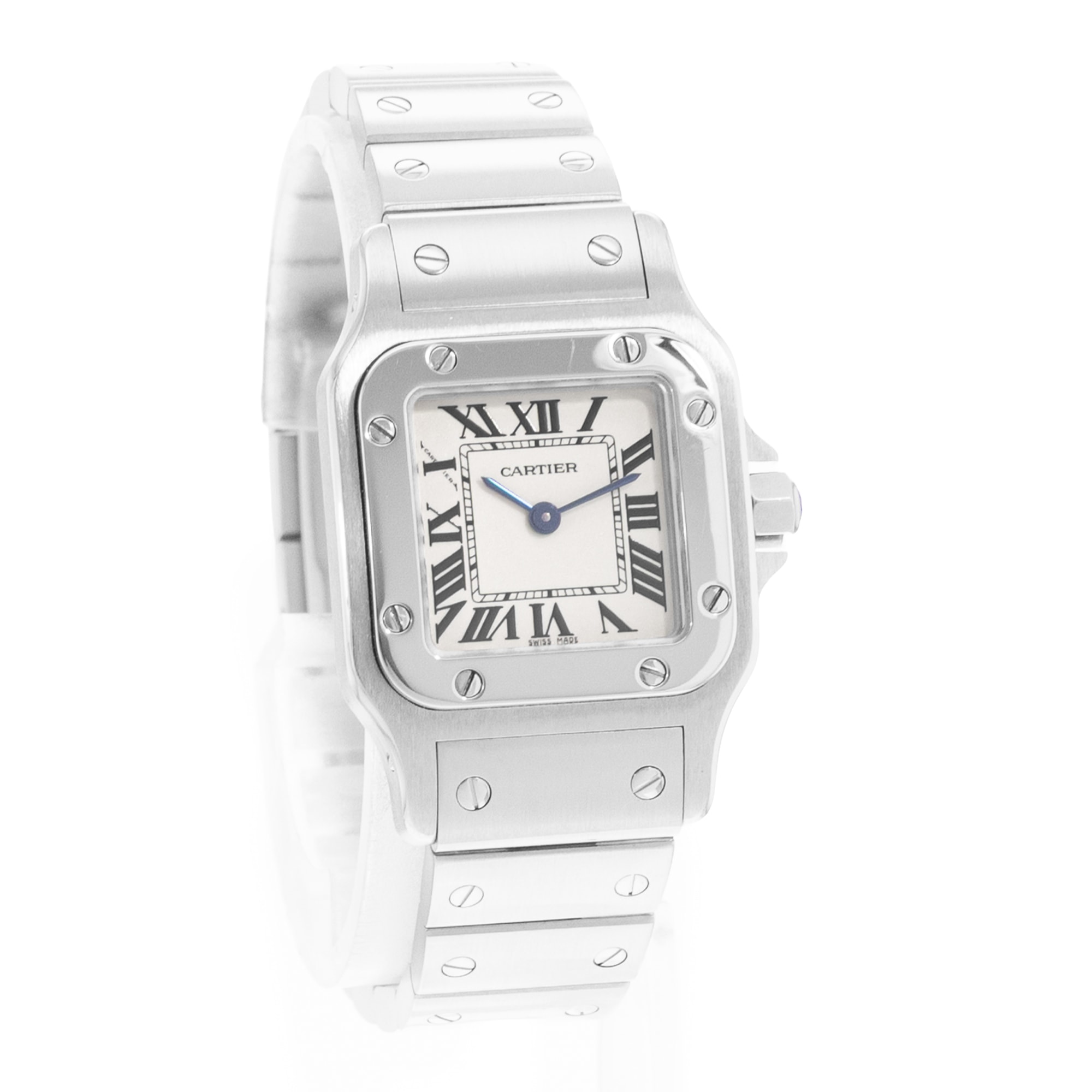 Cartier Santos Galbee W20056D6 1565 24mm Small Silver Roman Steel Ladies Watch