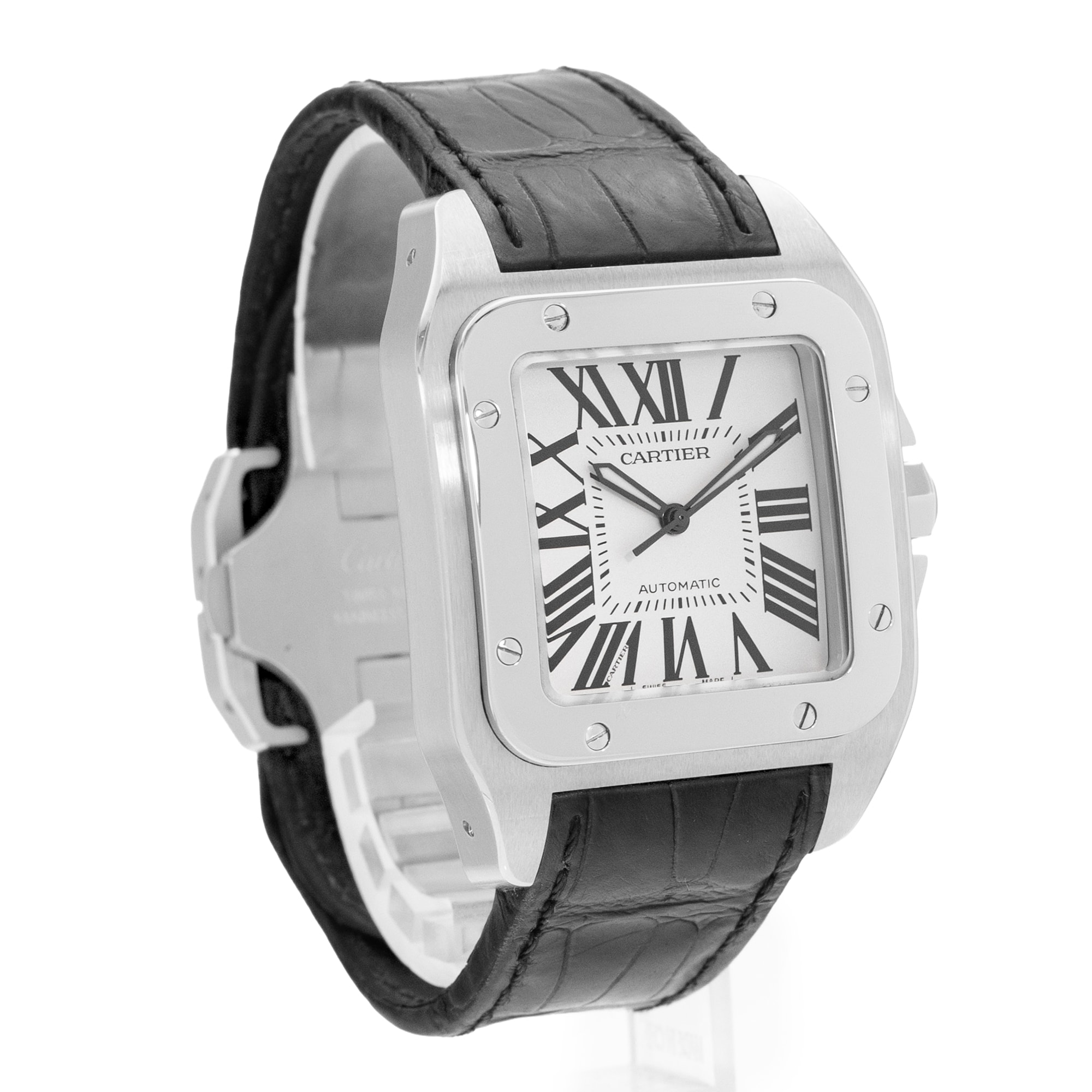 Cartier Santos 100 W20073X8 2656 38mm Silver Roman Steel Mens Watch Papers