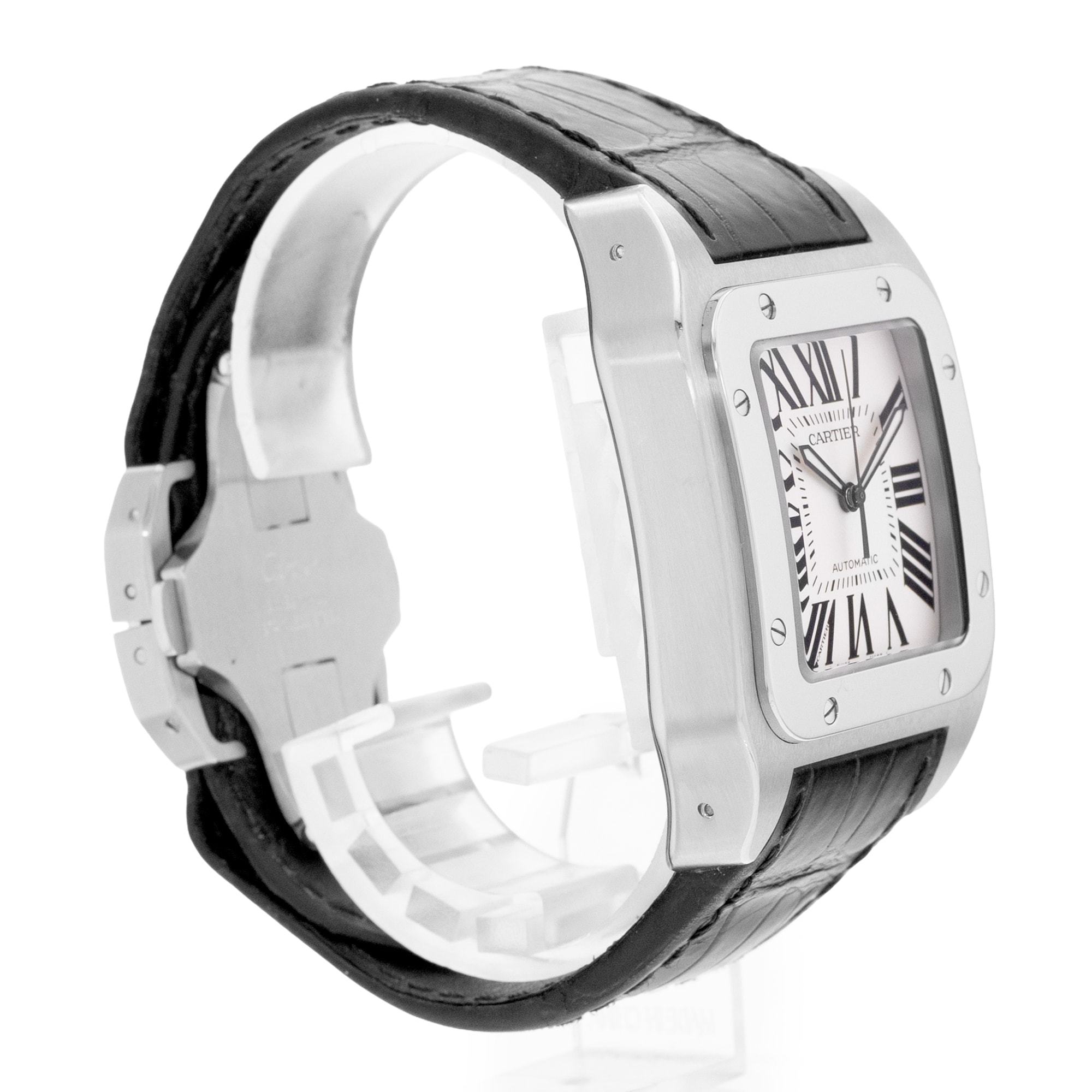 Cartier Santos 100 W20073X8 2656 38mm Silver Roman Steel Mens Watch Papers