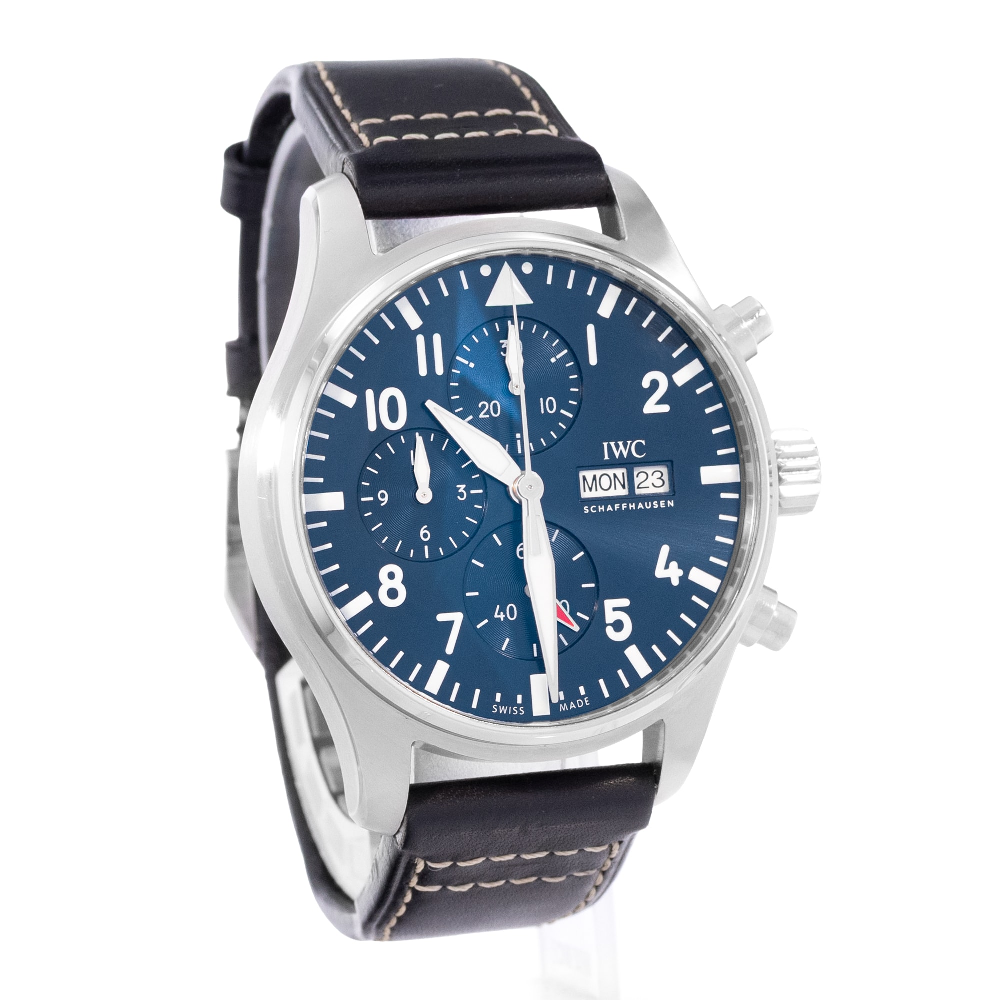 IWC Pilot Chronograph IW378003 43mm Blue Dial Steel Automatic Mens Watch Card