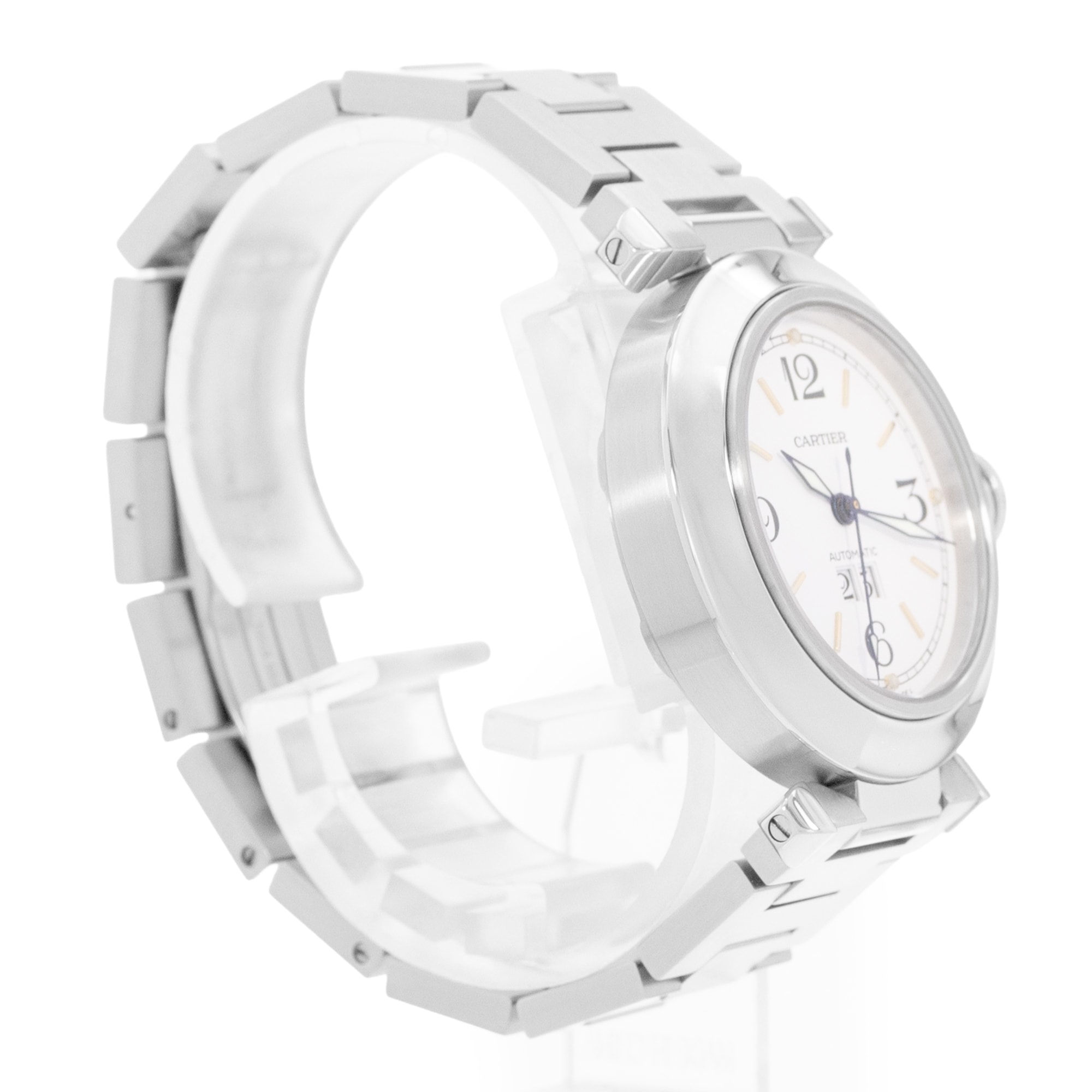 Cartier Pasha C W31044M7 2475 35mm Silver Roman Dial Steel Mens Watch