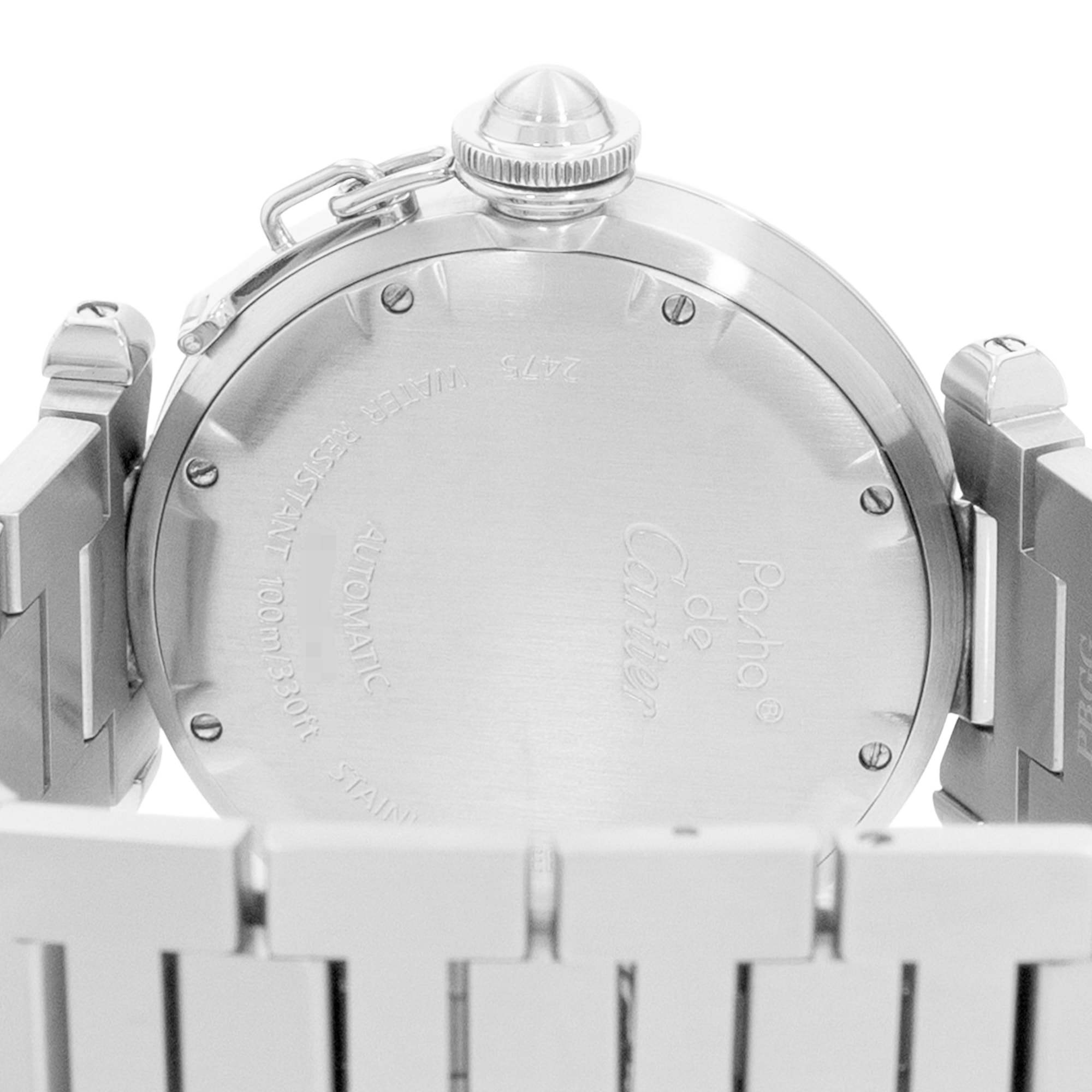 Cartier Pasha C W31044M7 2475 35mm Silver Roman Dial Steel Mens Watch