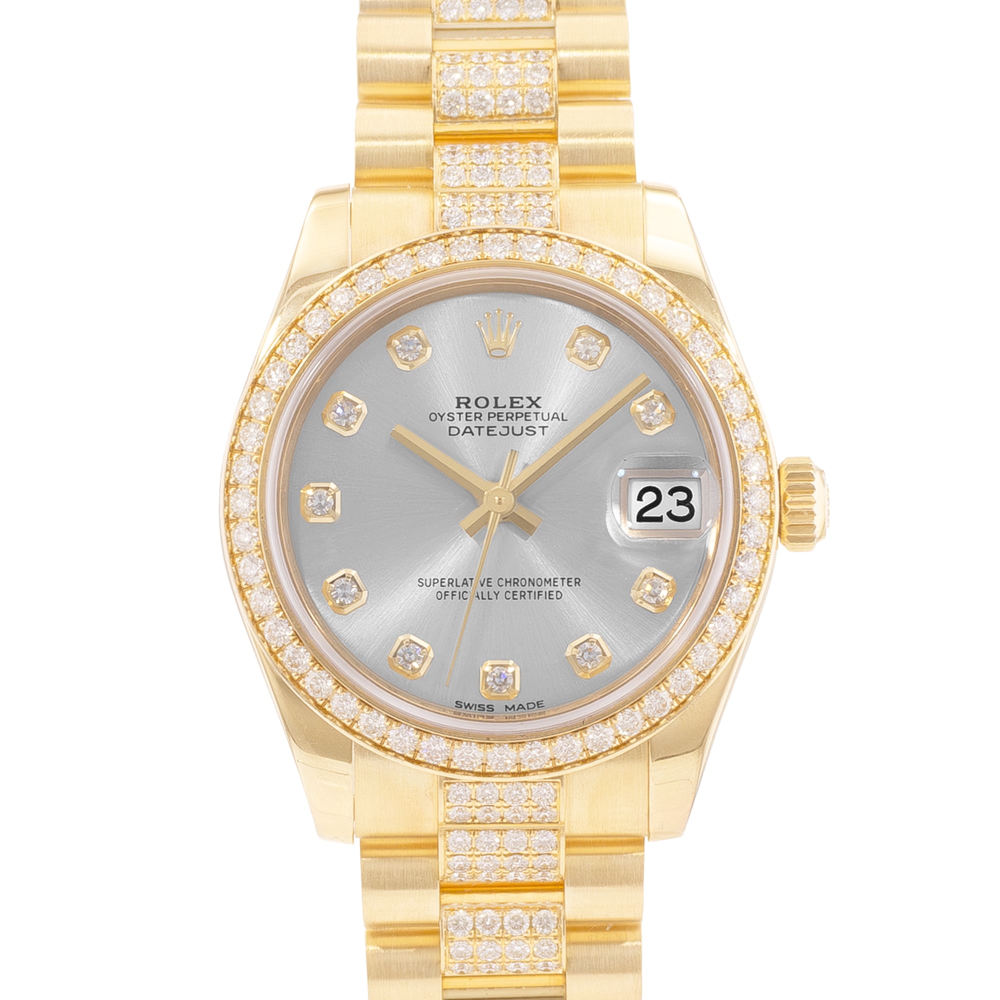 Rolex Datejust 31 178288 Silver Diamond Gold Presidential Ladies Watch