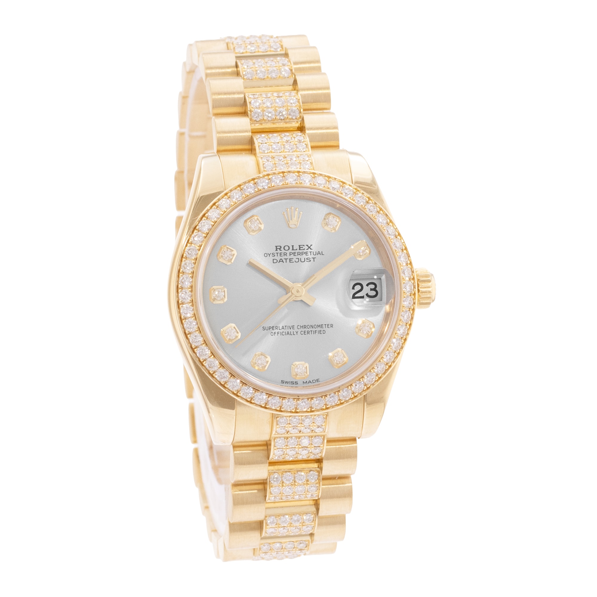 Rolex Datejust 31 178288 Silver Diamond Gold Presidential Ladies Watch