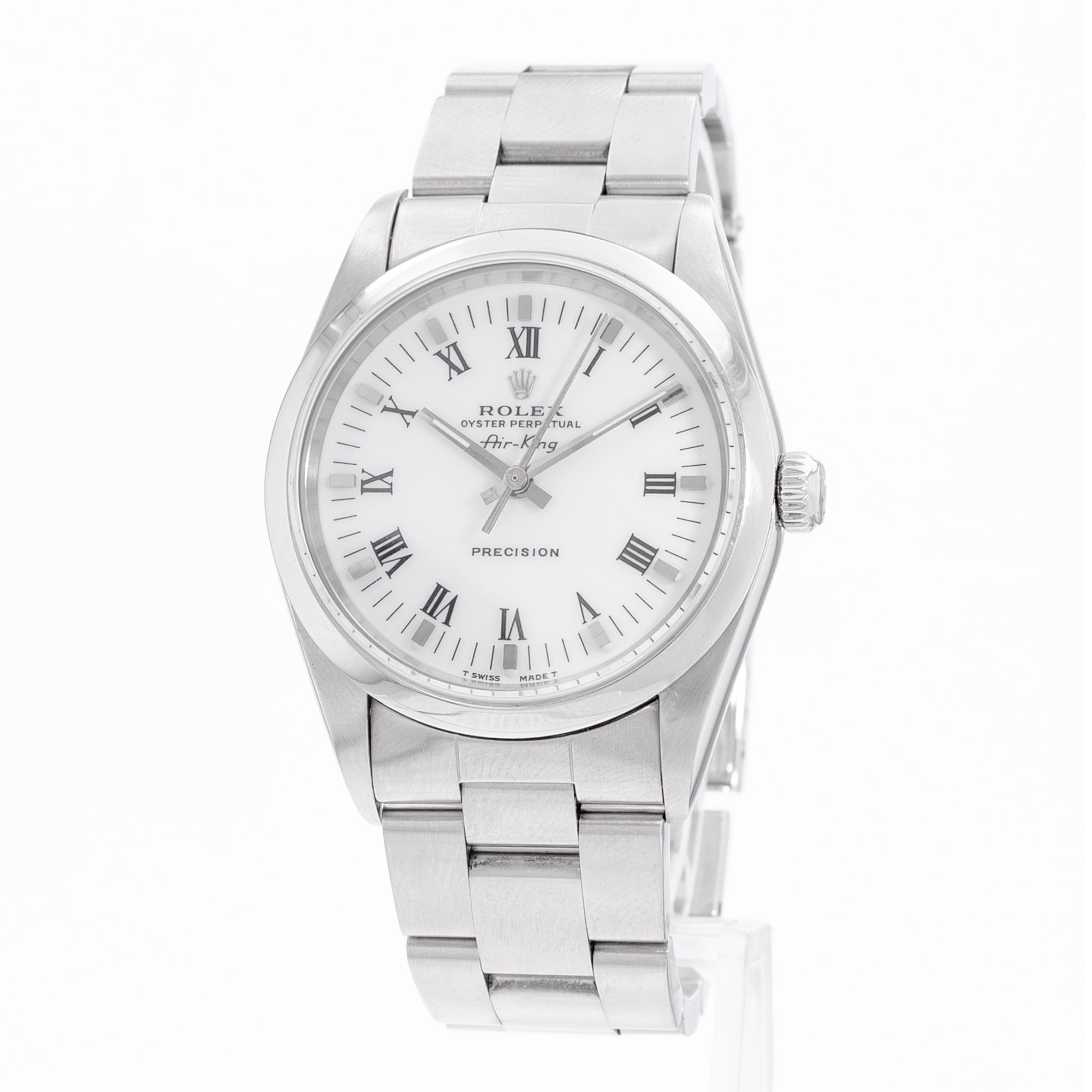 Rolex Air King 34 14000 White Roman Dial Steel Automatic Oyster Mens Watch