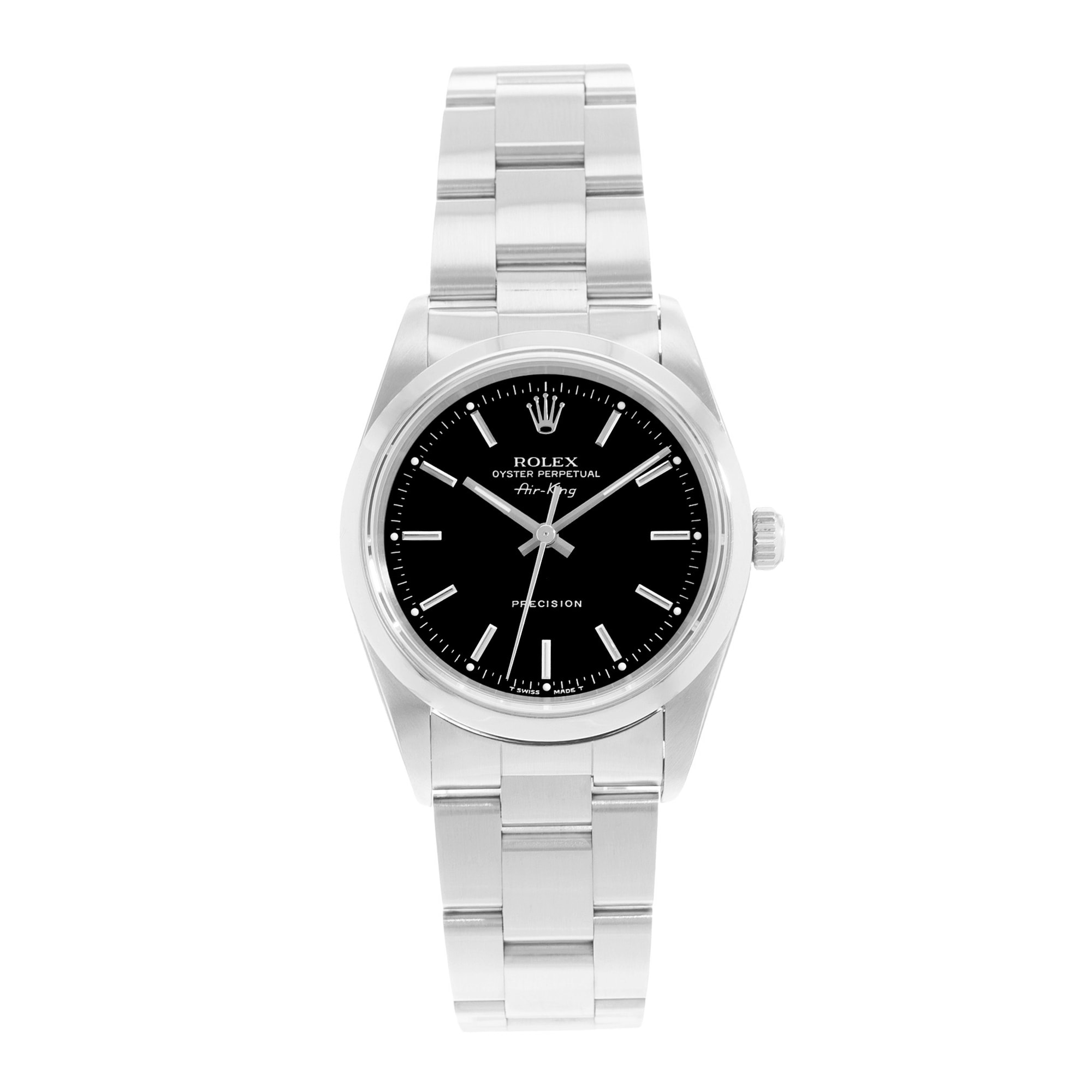 Rolex Air King 34 14000 Vintage Black Steel Oyster Automatic Mens Watch Papers
