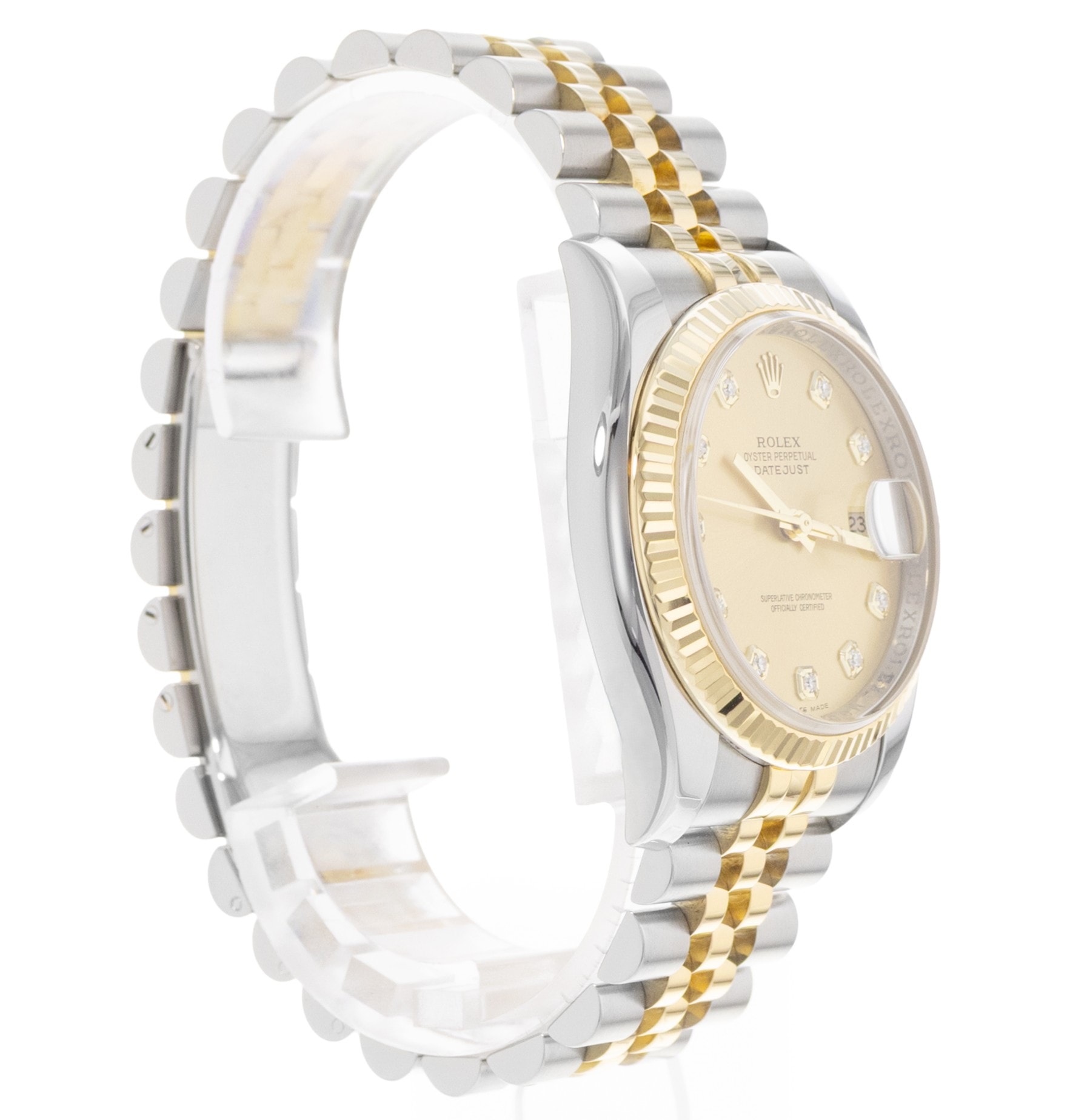 Rolex Datejust 36 116233 Champagne Diamonds Dial Steel Yellow Gold Mens Watch